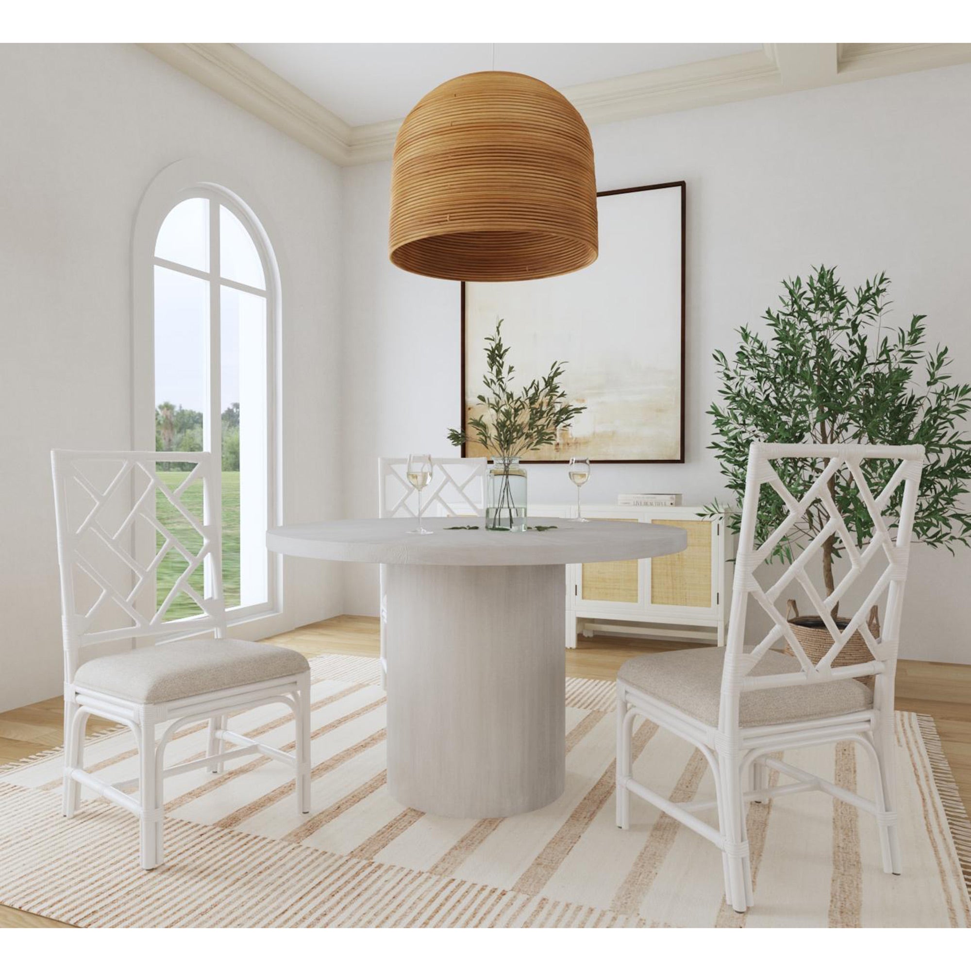 Chippendale Rattan Dining Chair White, Set of 2