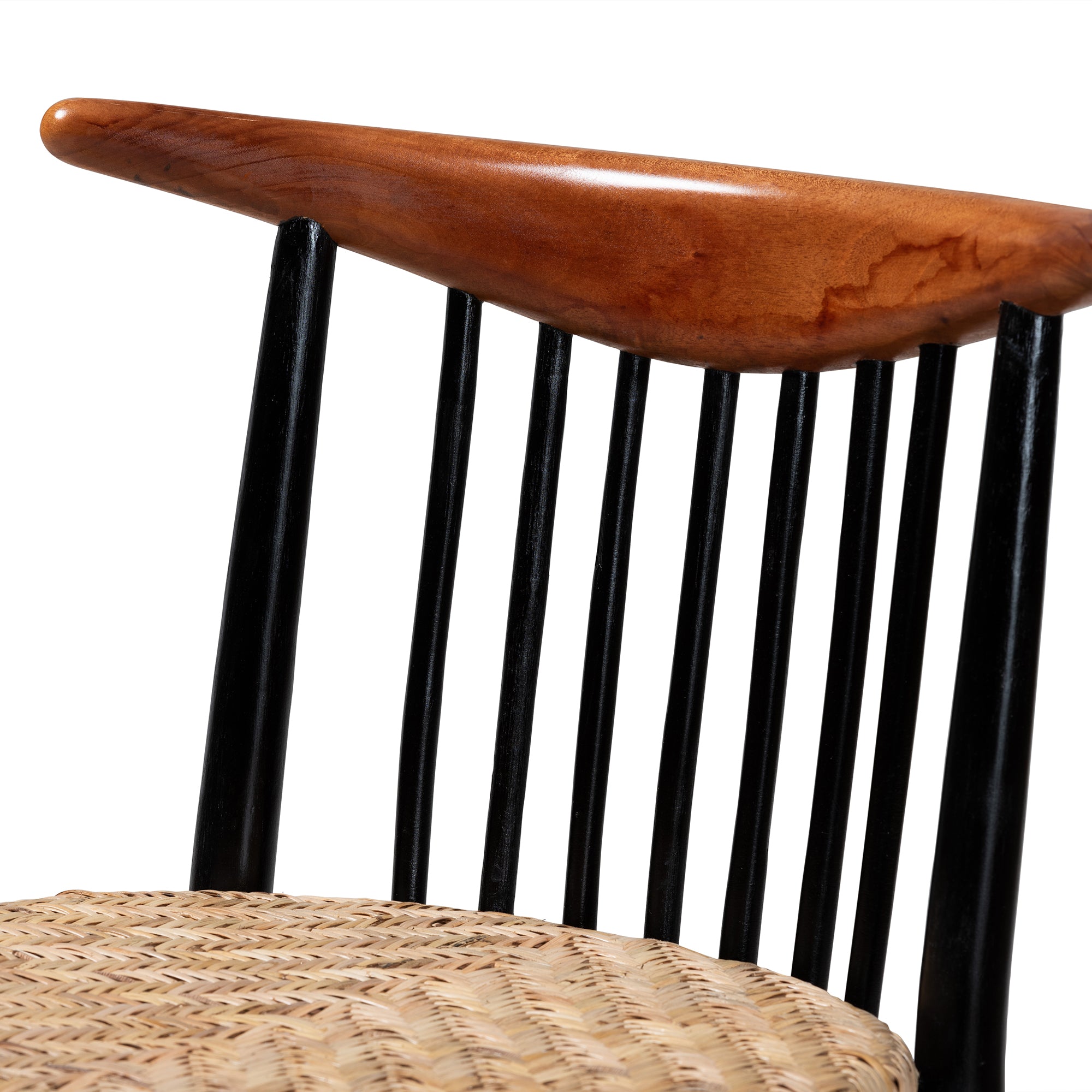 Josslyn Mahogany Wood and Rattan Dining Chair