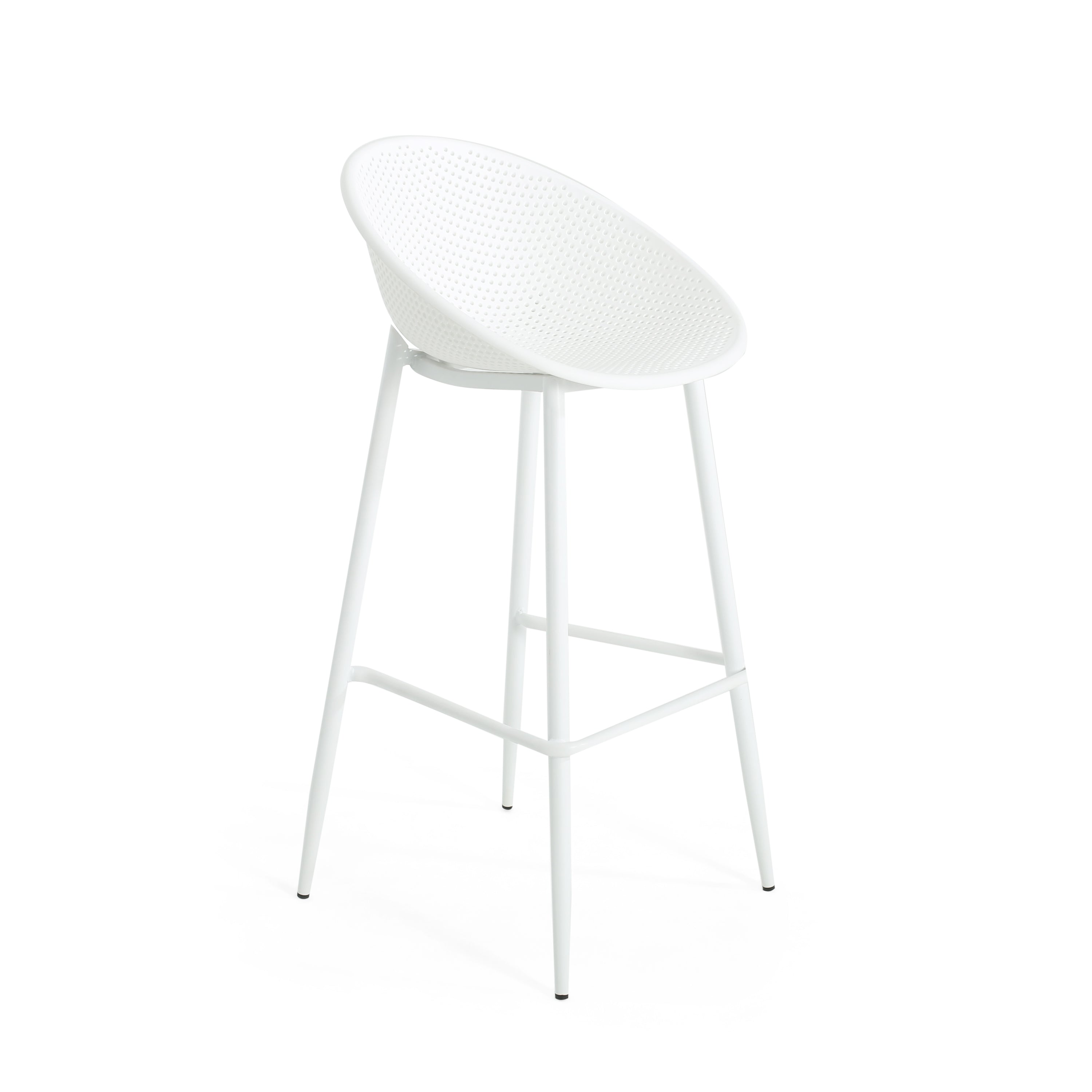 Rhodochrosite Outdoor Bar Stool with Diamond Mesh Pattern and Footrest, Set of 2