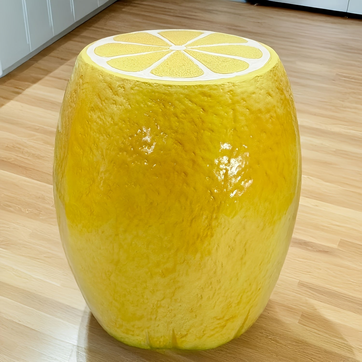 14" Yellow Lemon Resin Garden Stool
