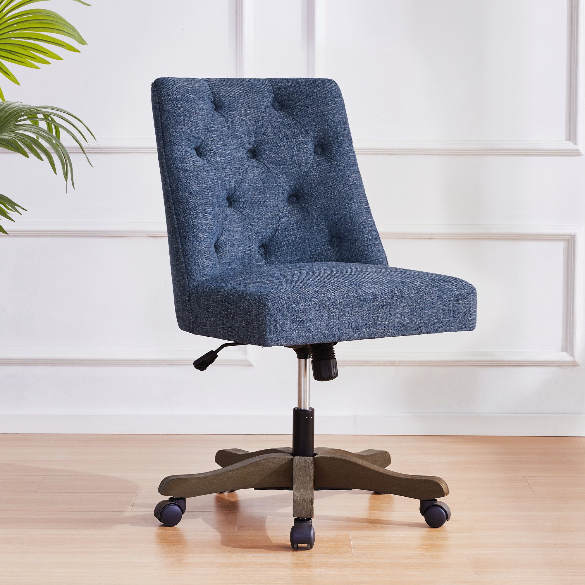 Chenille Upholstered Armless Swivel Desk Chair