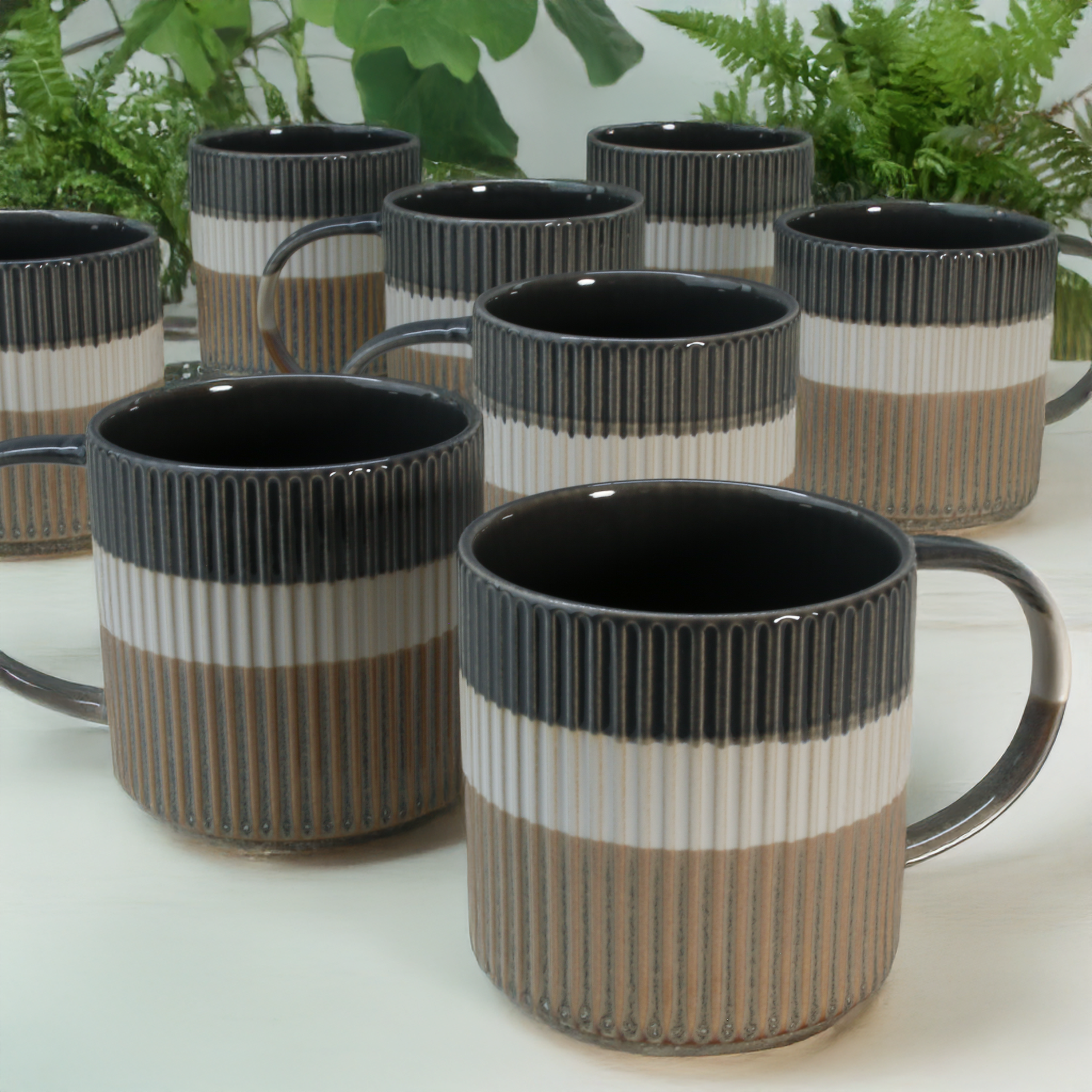 Tri-Color Mugs, 8-Piece Set