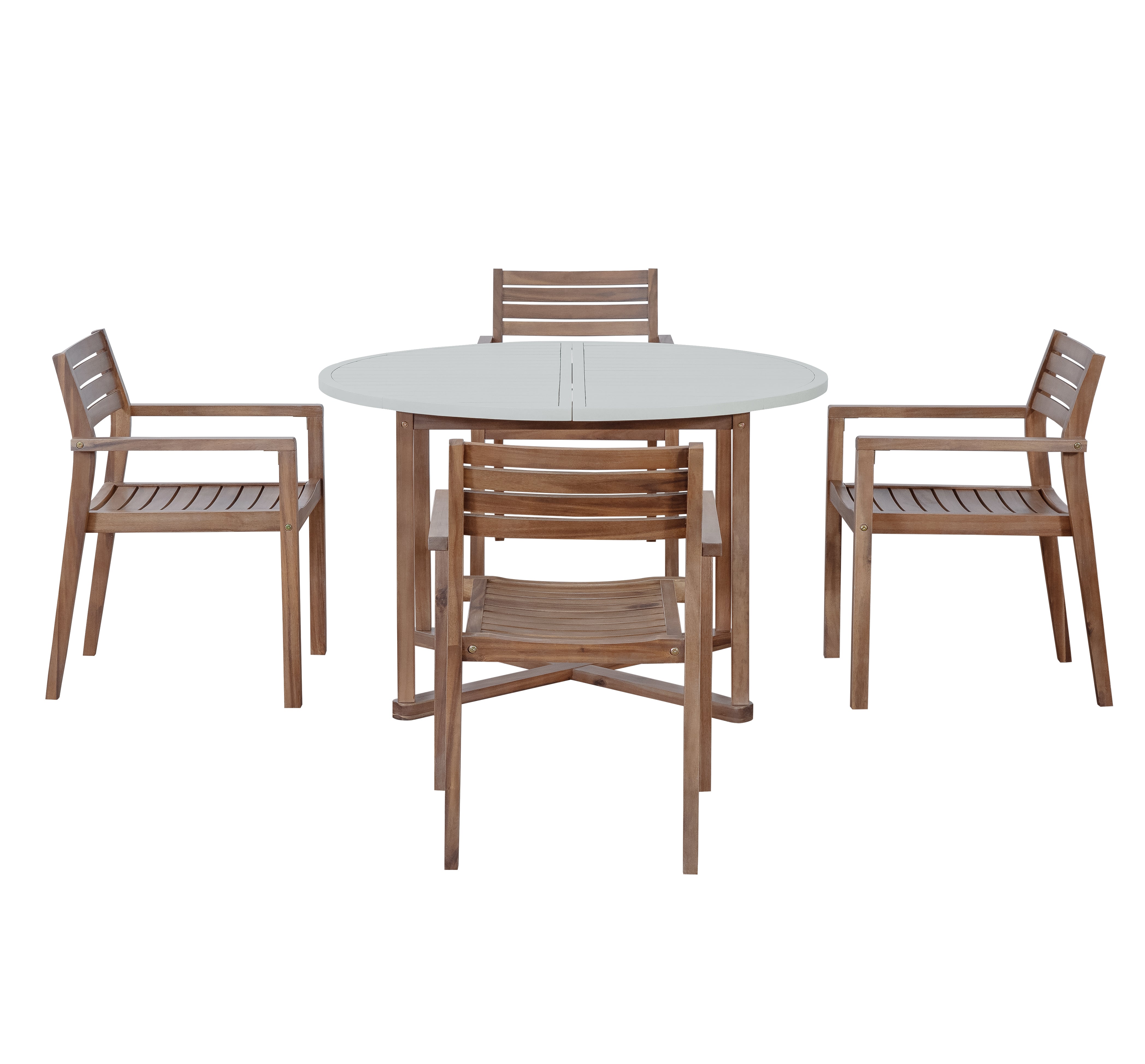U_STYLE 5-Piece Outdoor Dining Set with 4 Acacia Wood Chairs,47.2" Round Dining Table with Slatted Design, Ideal for Patios, Gardens, Poolsides, and Lawn Areas & Indoor