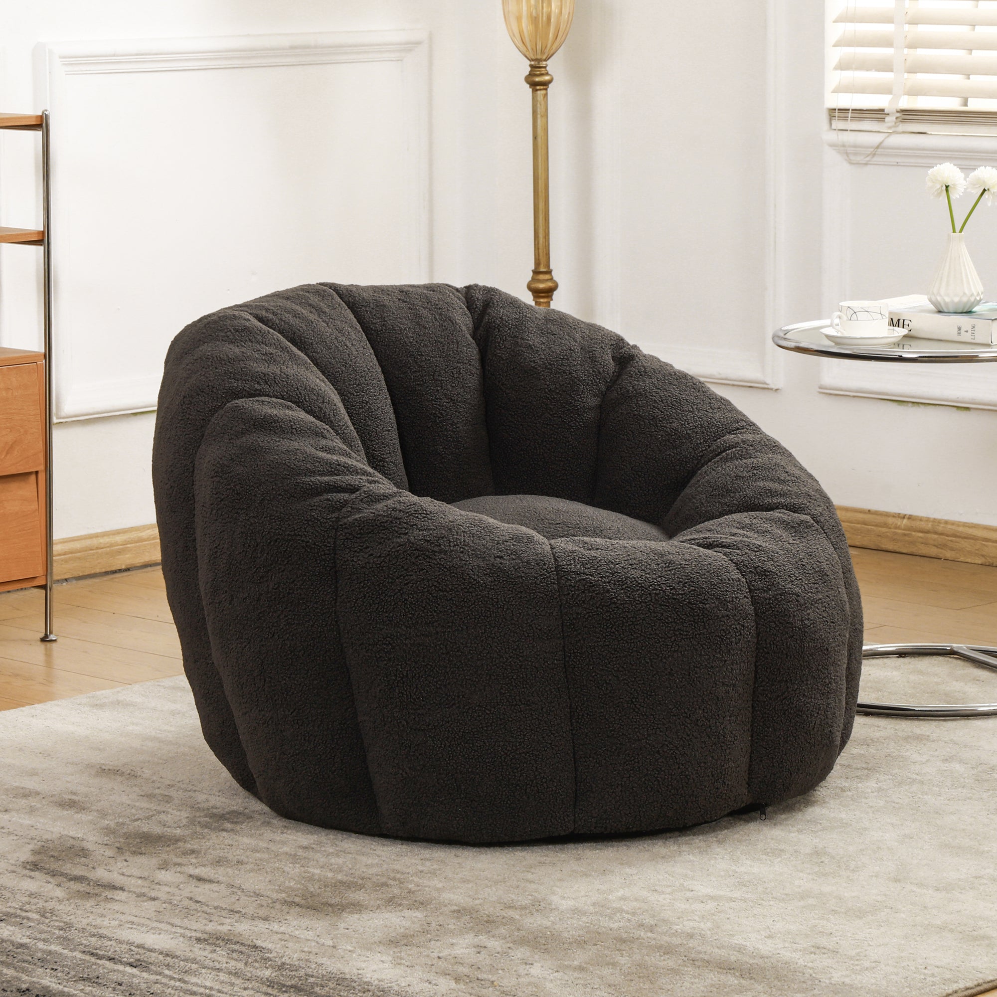 Plush Faux Fur Bean Bag Chair with Armrests