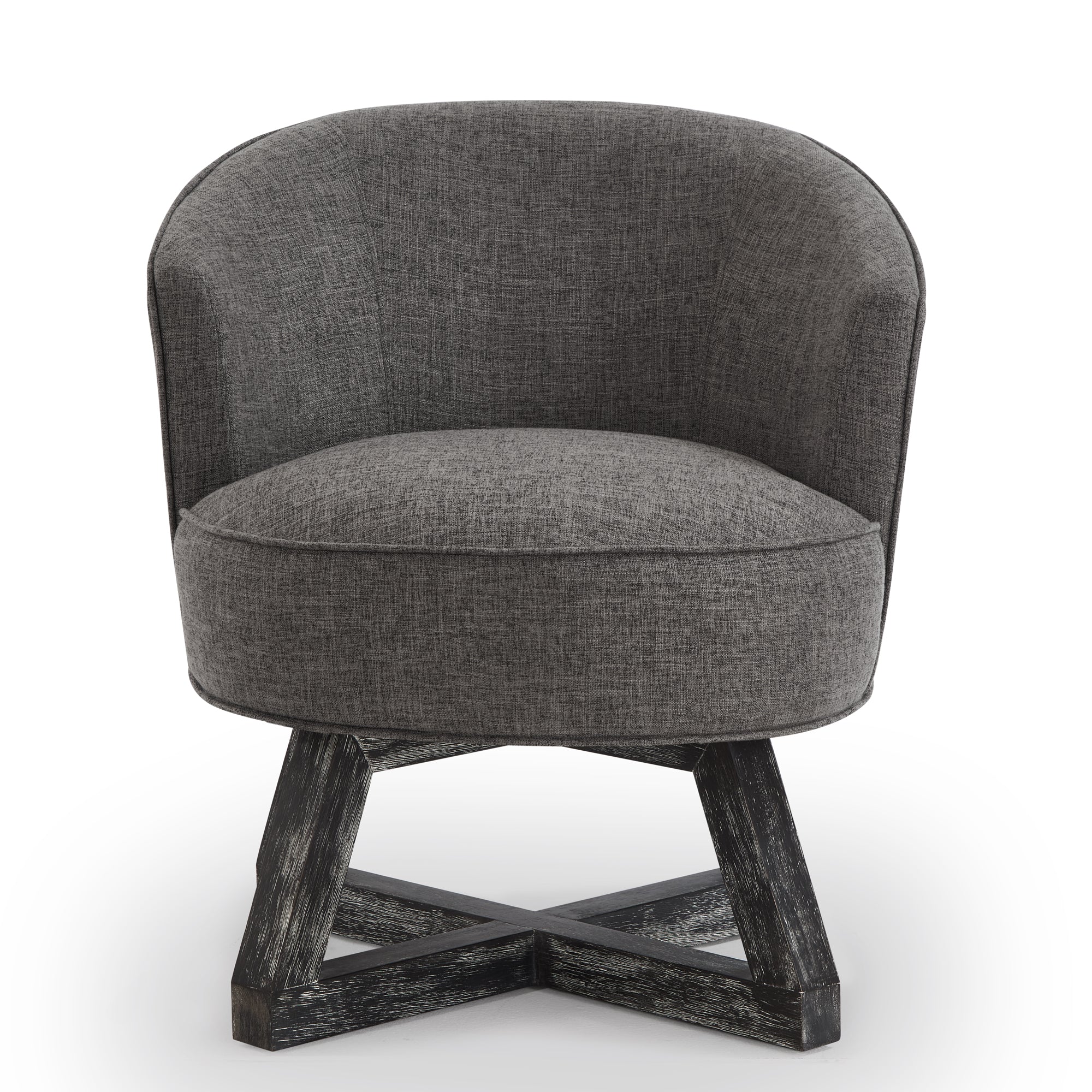 Linen 360° Swivel Chair with Cross-Shaped Wooden Base