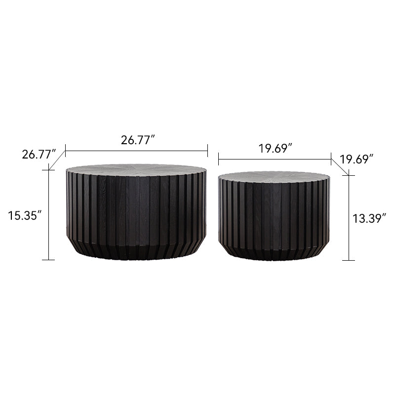Set of 2 Fluted Round Coffee Tables