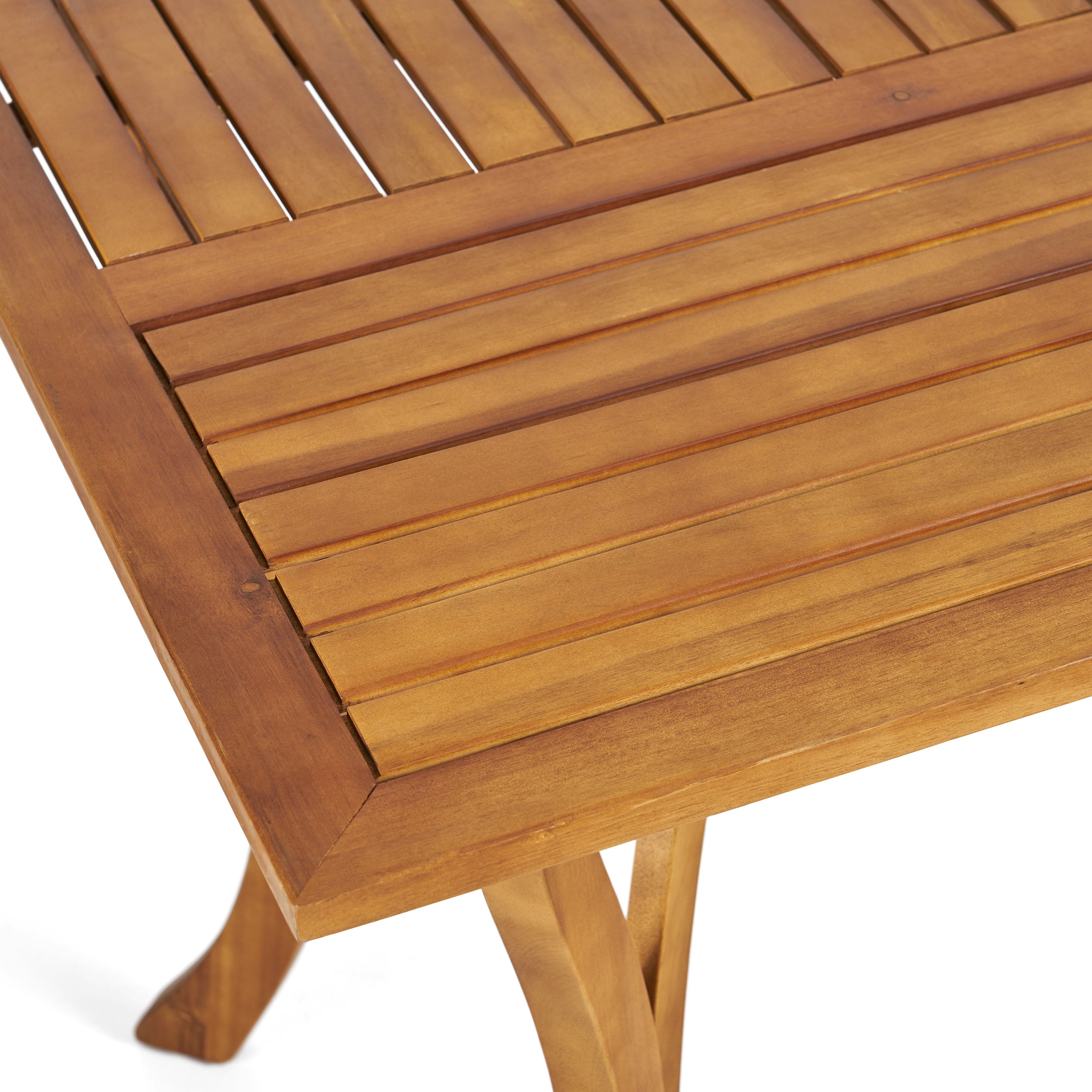 Monica Outdoor Wood and Wicker Woven 7 Piece Dining Set