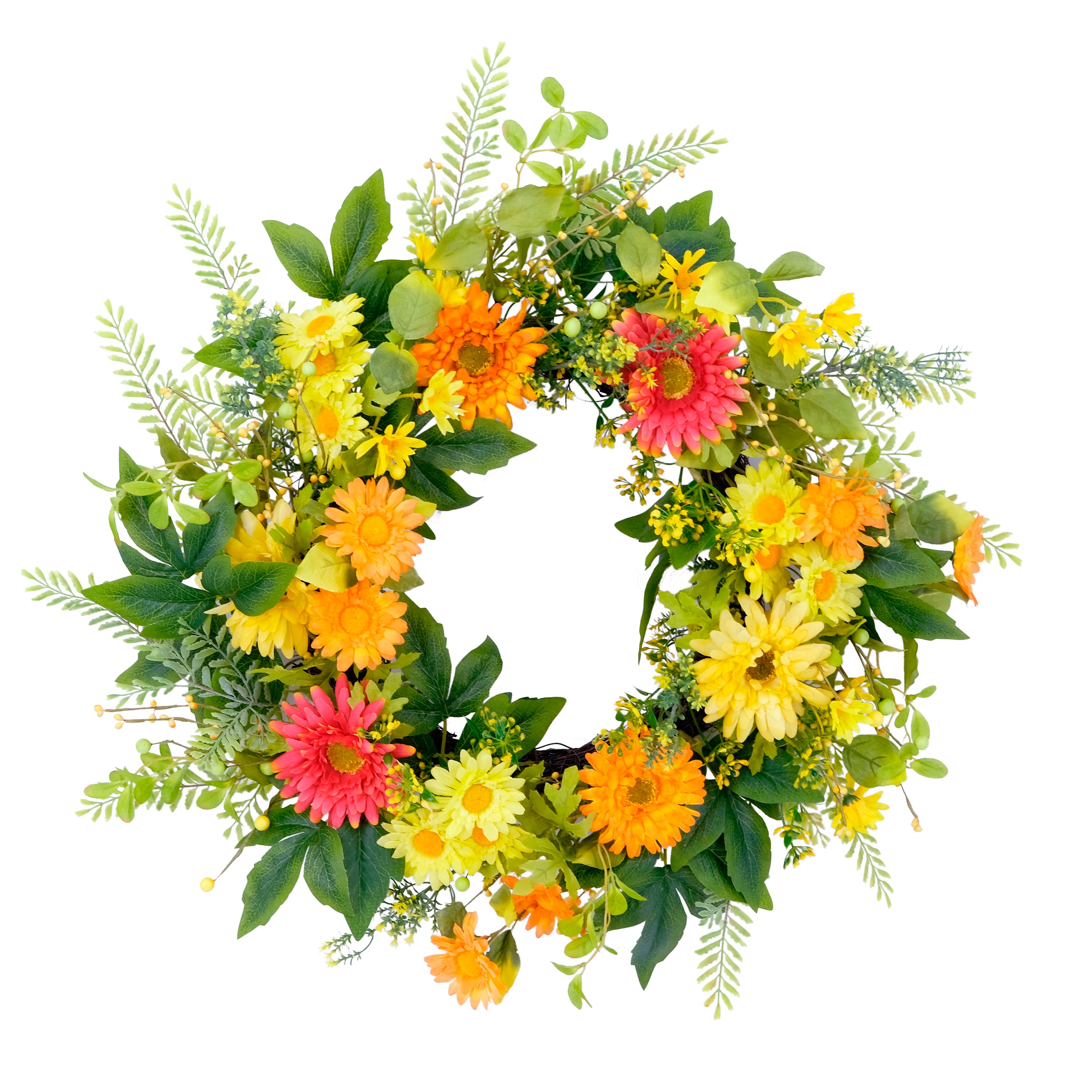 24" Artificial Chrysanthemum Floral Spring Door Wreath