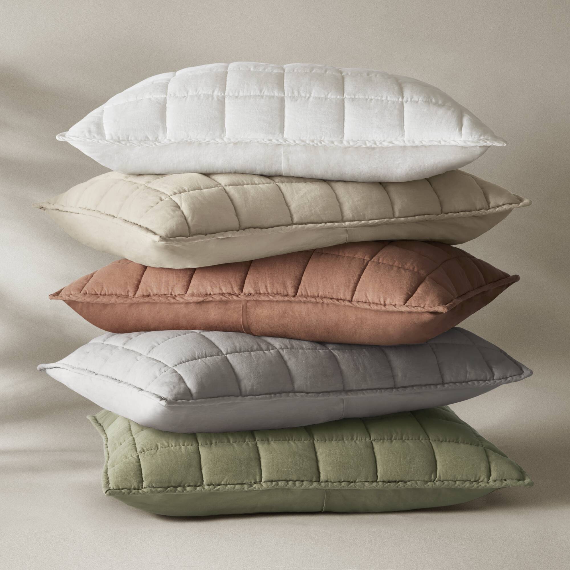 3 Piece Garment Washed French Linen Quilt Set