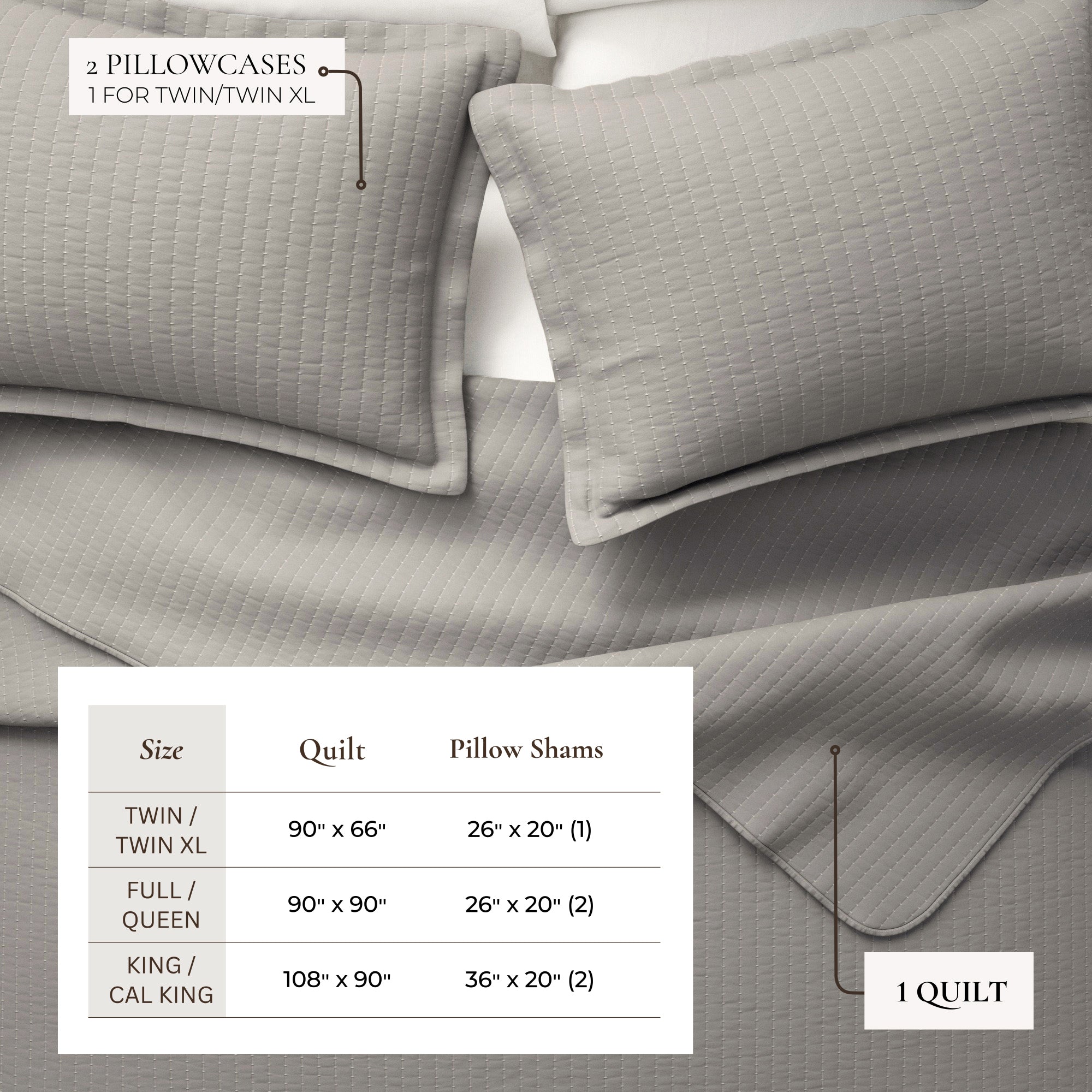 Stitched Quilt Set with Shams