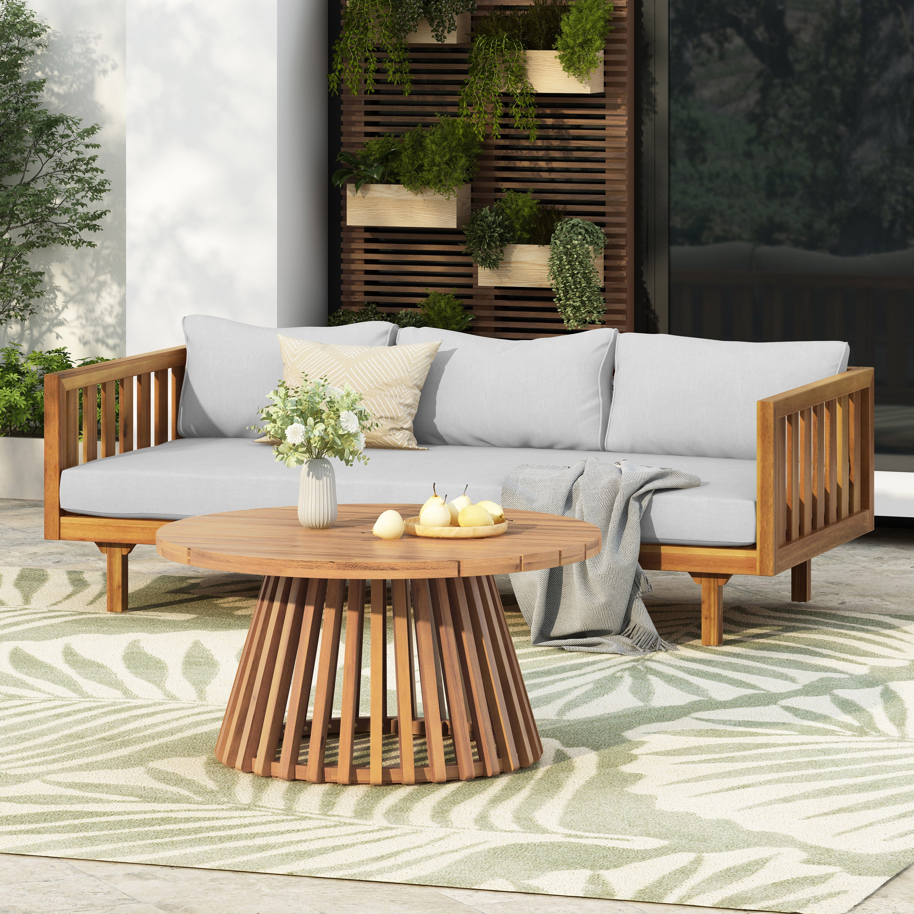 Tidewell Outdoor Acacia Wood Patio Furniture Set
