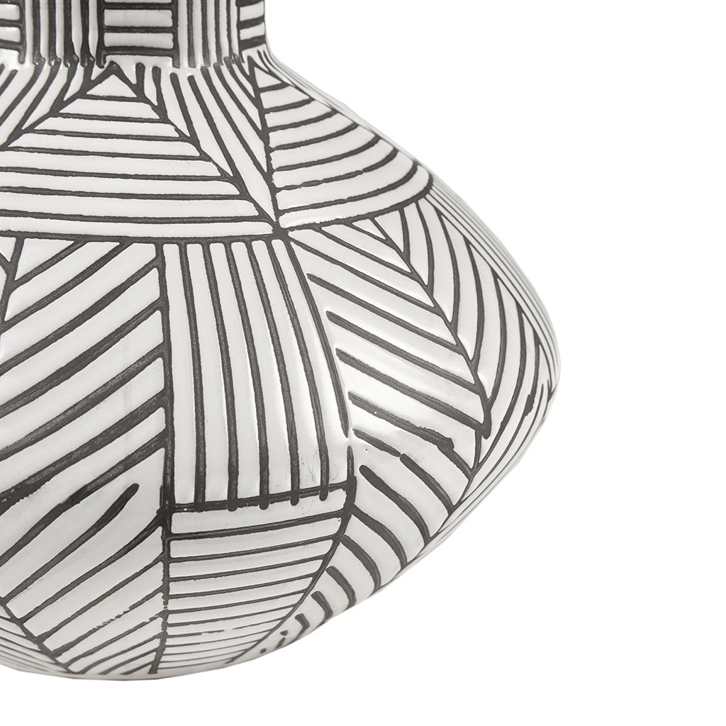 Ceramic Table Lamp with Geometric Stripe Pattern