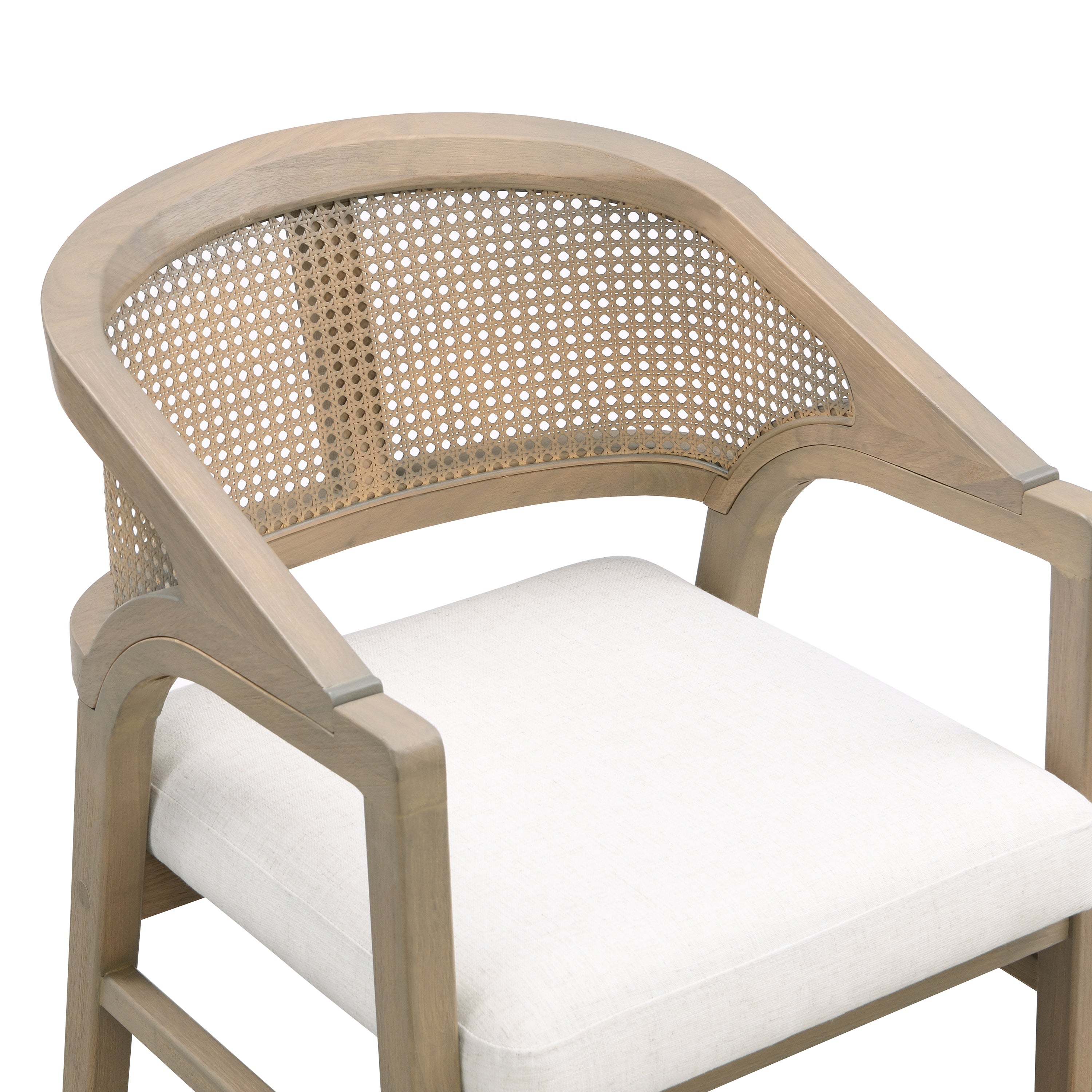 Briarwood 7-Piece Wood Upholstered Dining Set with Rattan Back Chairs