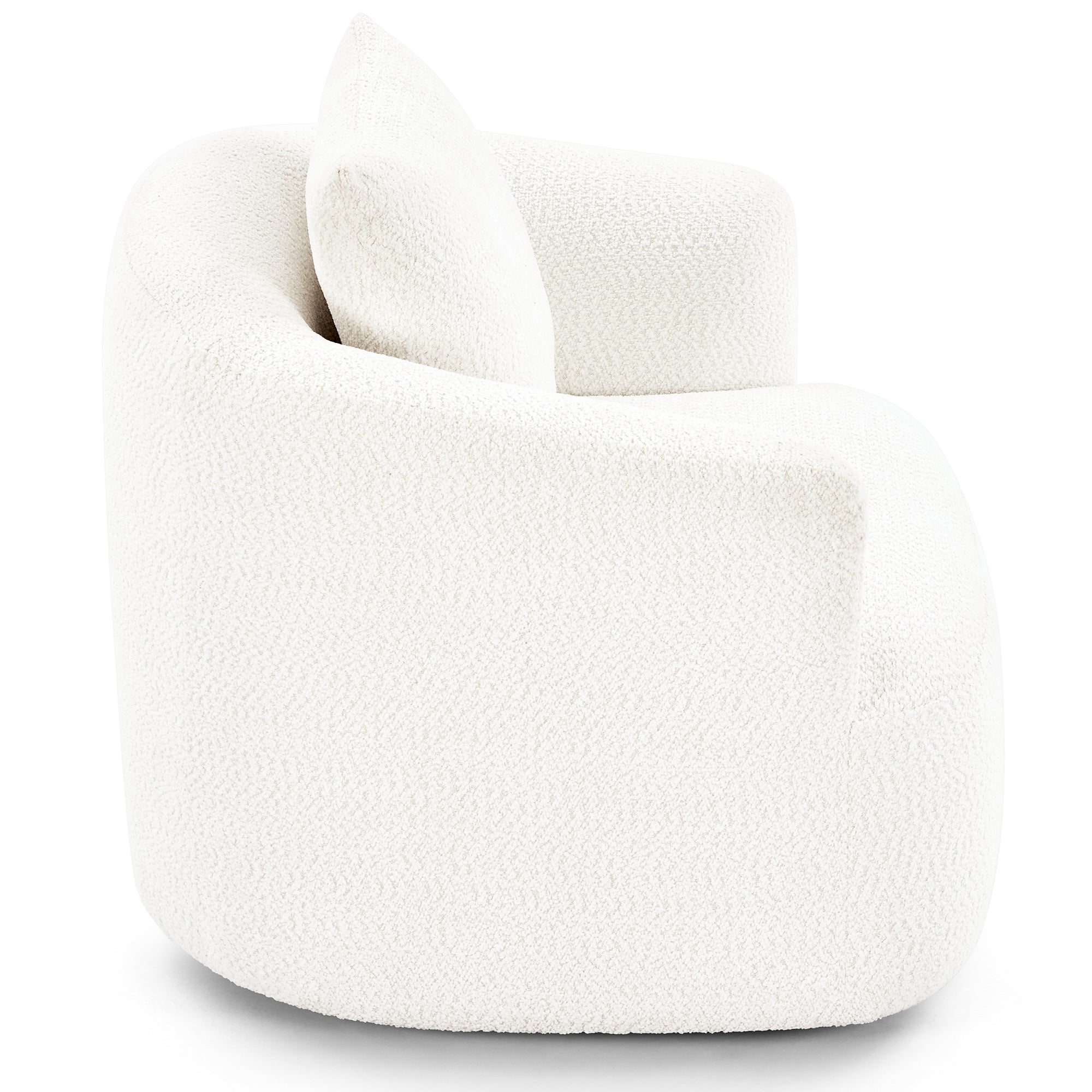 360° Swivel Barrel Chenille Upholstered Accent Chair with Throw Pillow