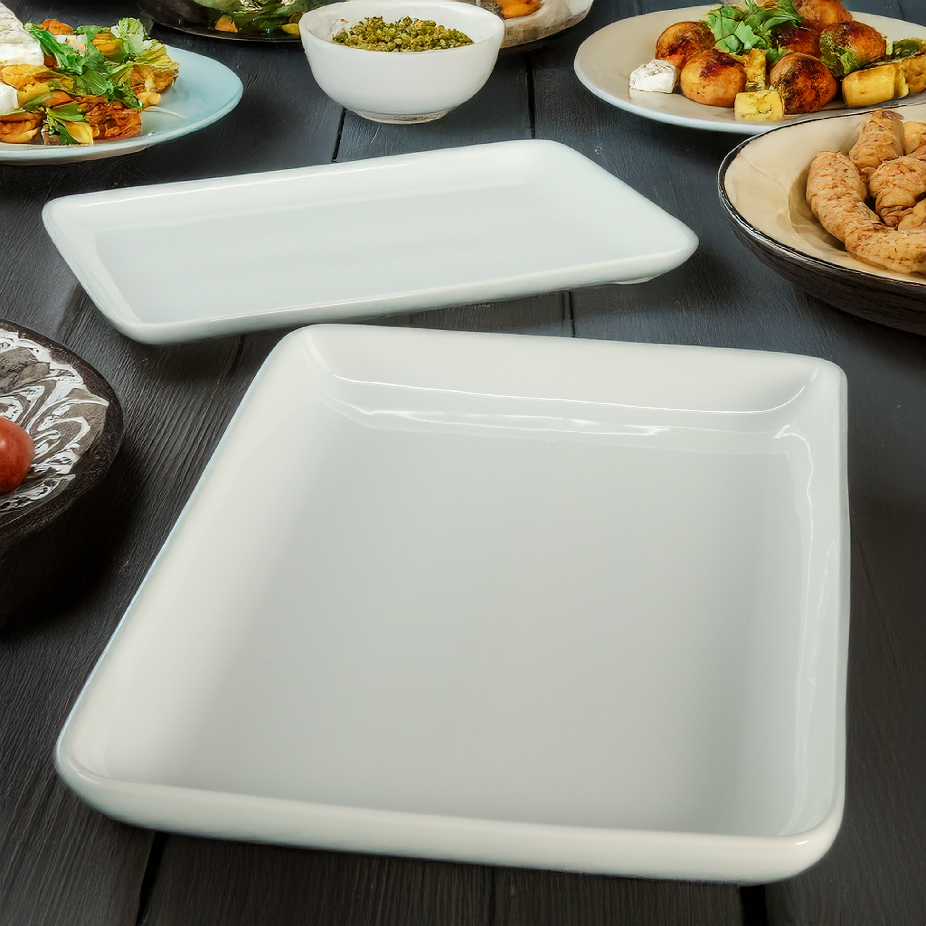 2- Piece Vail Rectangular Platter Set, Rectangular Platter, 10.375", Rectangular Platter, 13"