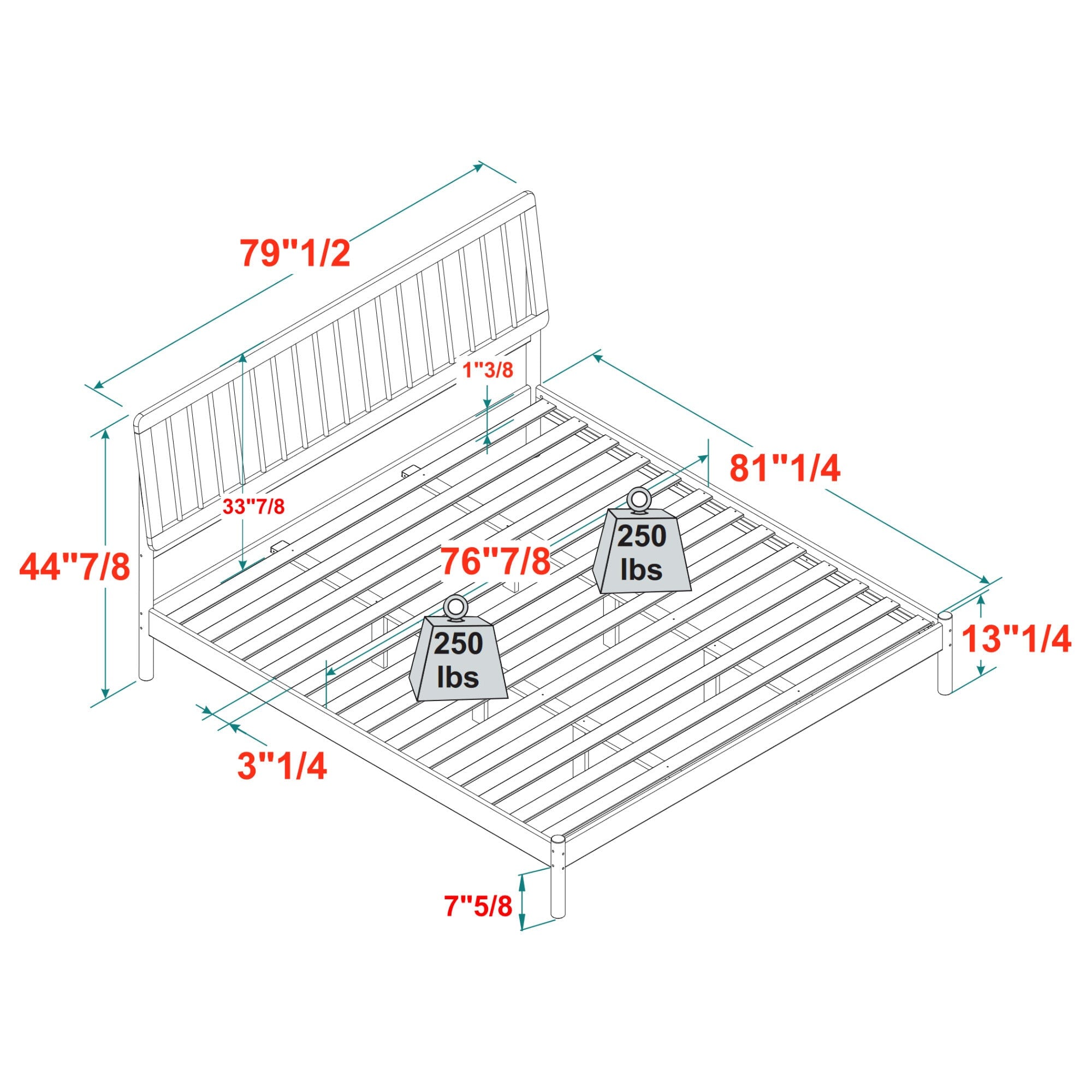 Illusive Solid Wood Spindle Bed with Slat Back