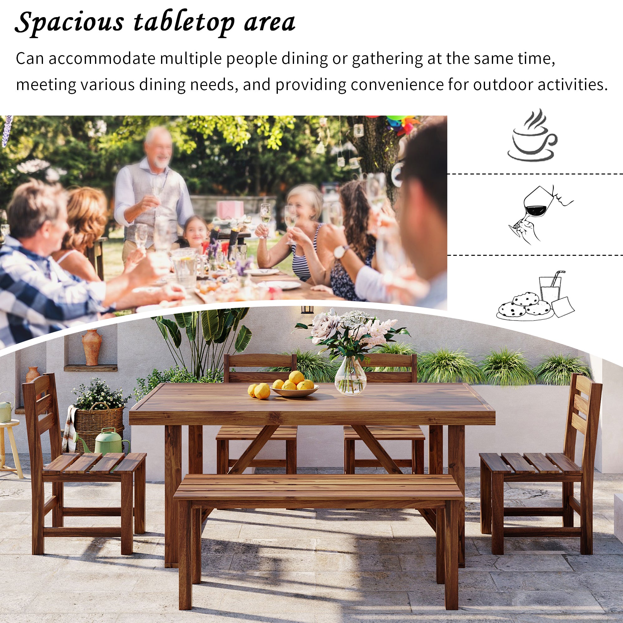 Acacia Wood Outdoor Dining Set