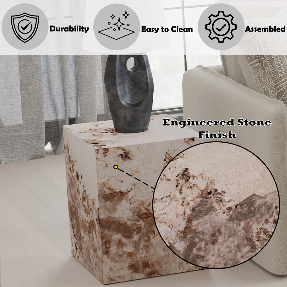 Stone Finish End Table