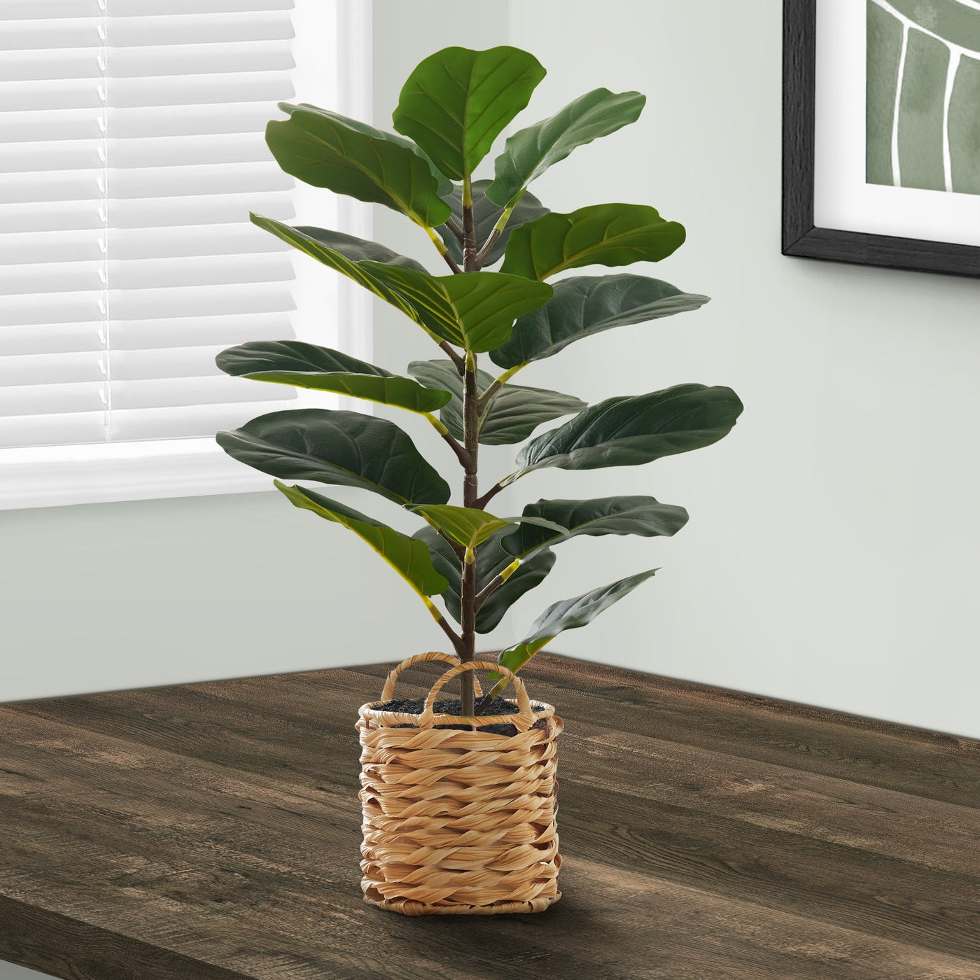 28" Tall Artificial Fiddle Tree with Woven Basket