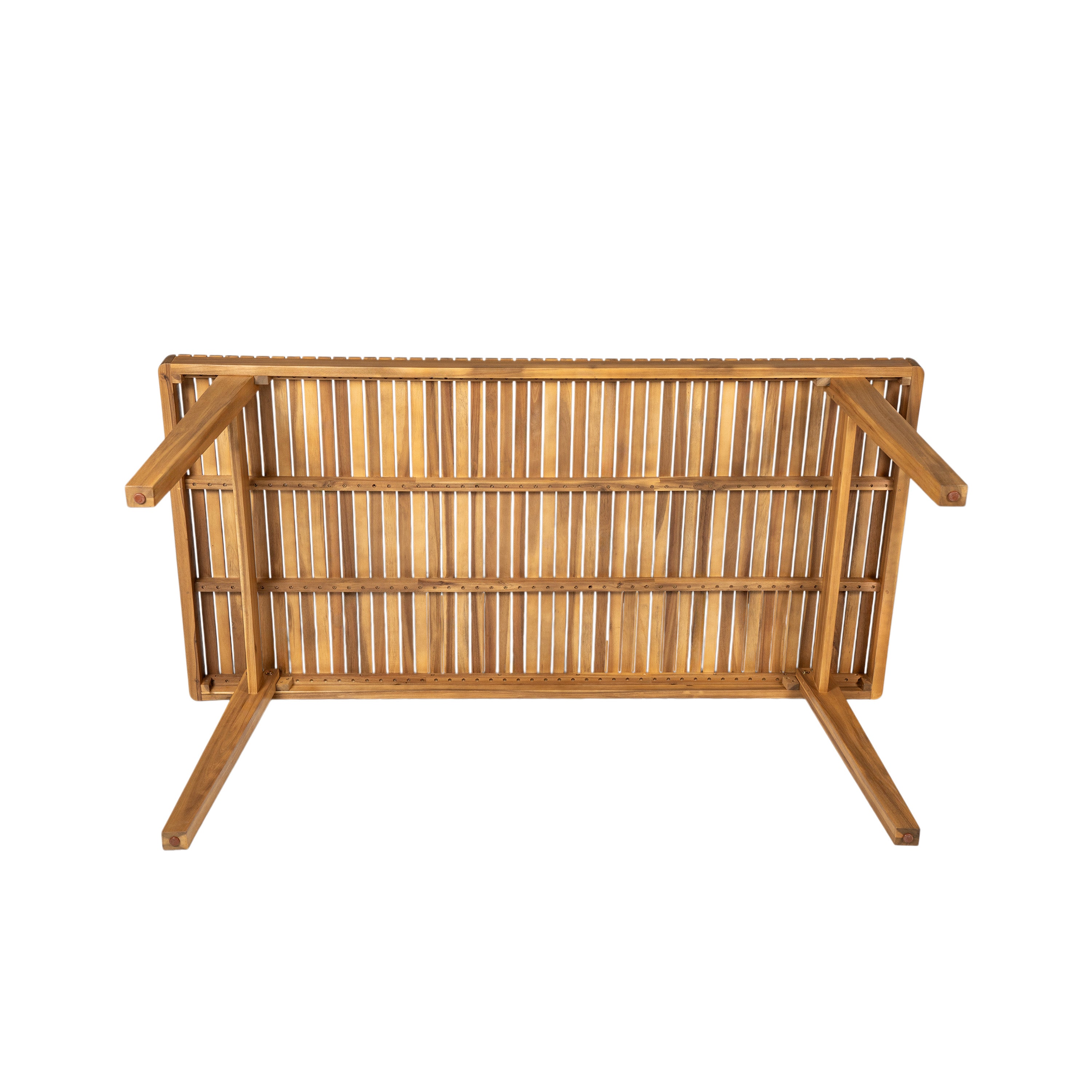 69' Acacia Wood Outdoor Dining Table with Slatted Top