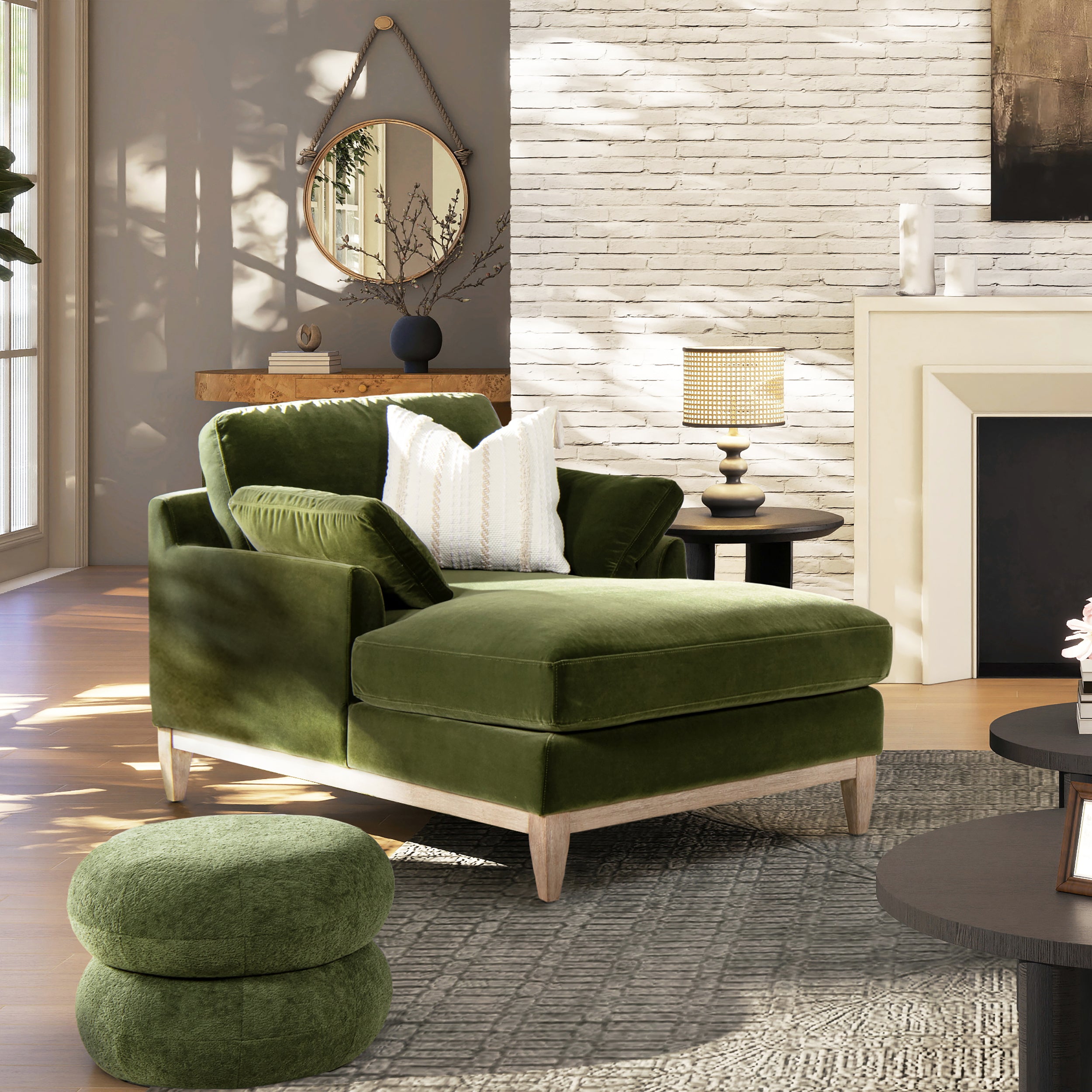 Brooding 62" Upholstered Chaise Lounge Chair with Reversible Cushions