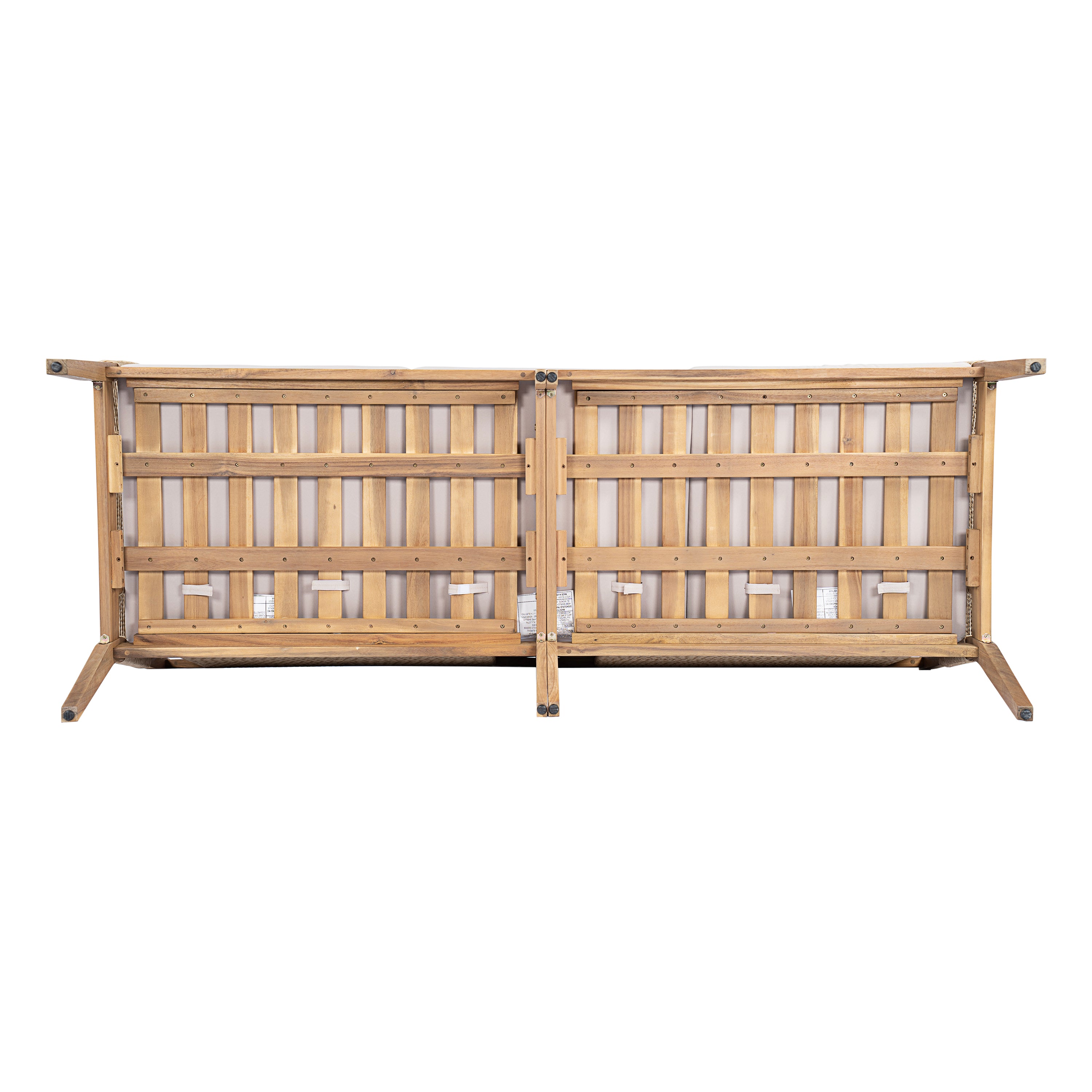 Kirana Outdoor Patio Acacia Wood 3-Seater Sofa Set with 2 Coffee Tables