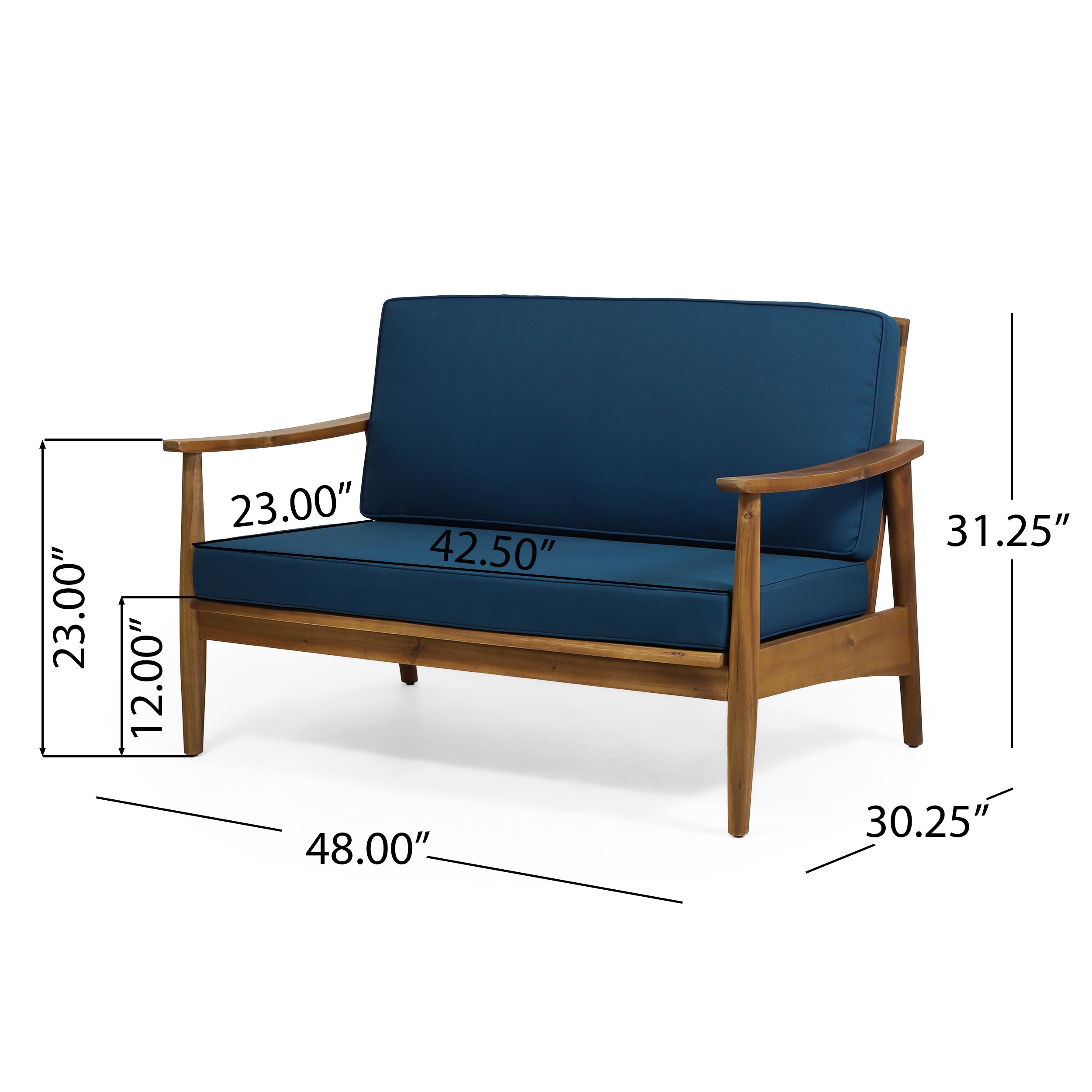 2-Piece Patio Set with Slatted Back Loveseat and Coffee Table