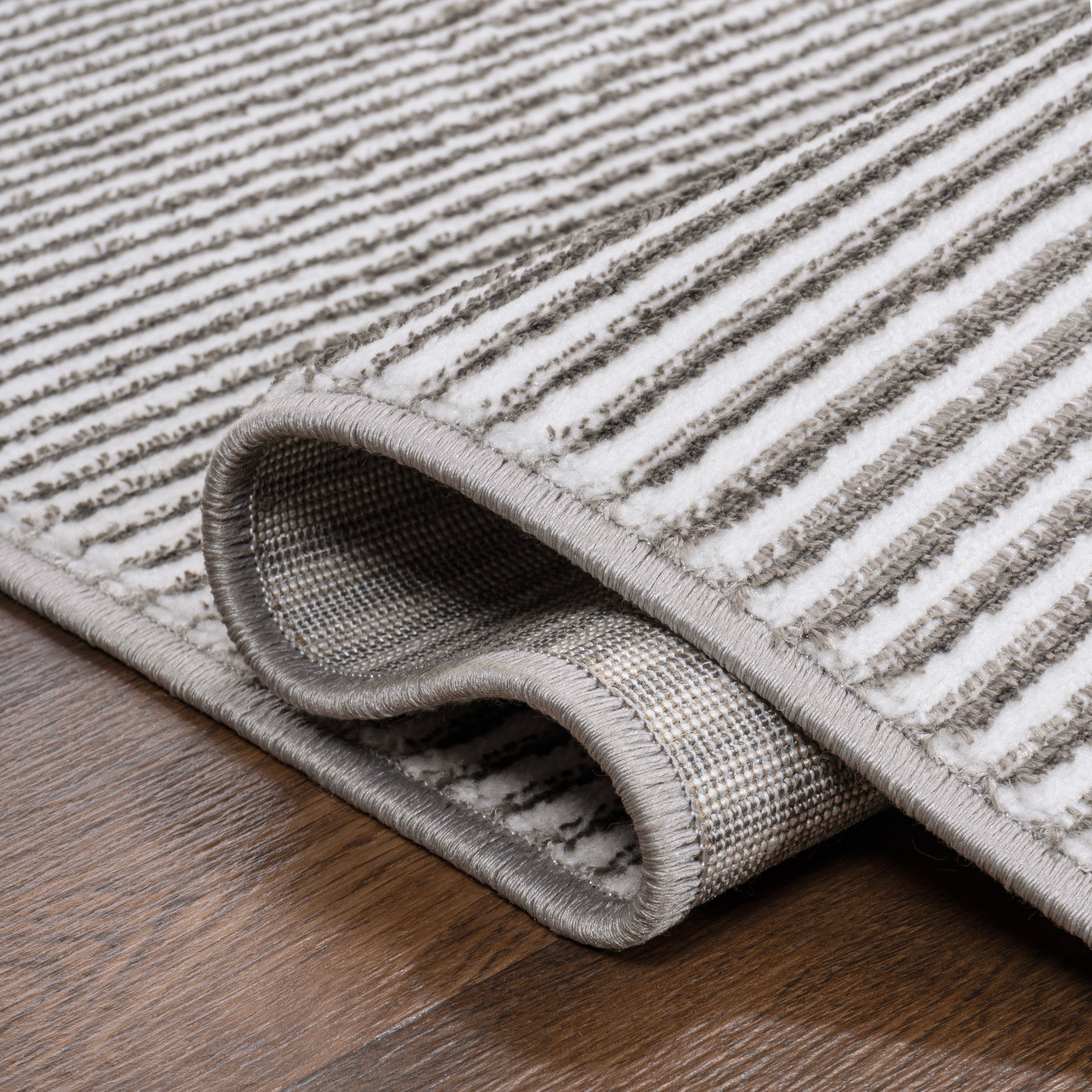 Cole Modern Minimalist Pinstripe High-Low Area Rug