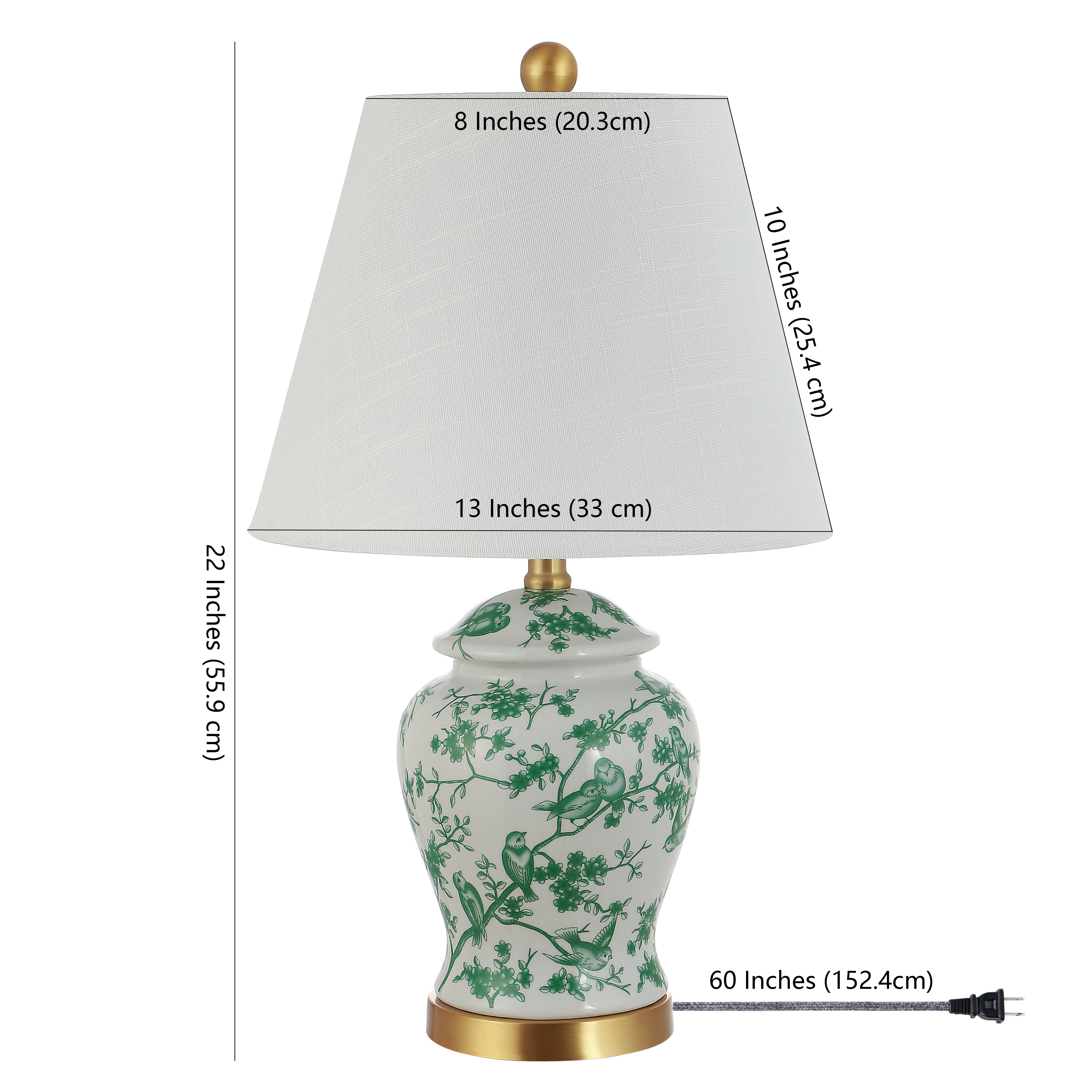 Penelope French Country Cottage Ceramic/Iron Chinoiserie Ginger Jar LED Table Lamp