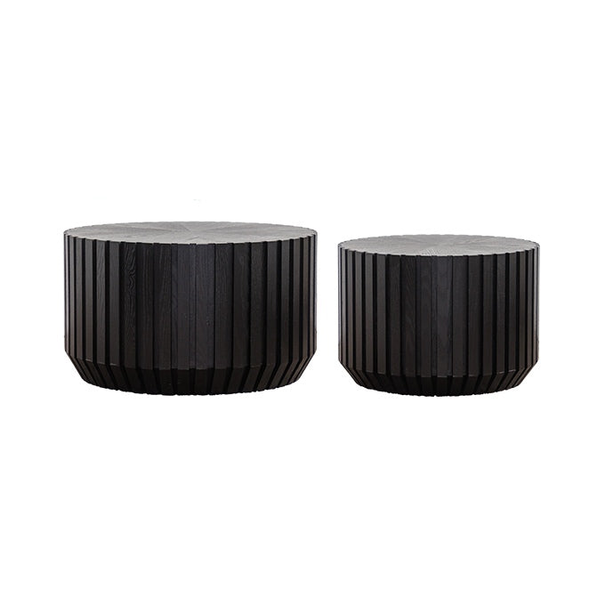 Set of 2 Fluted Round Coffee Tables