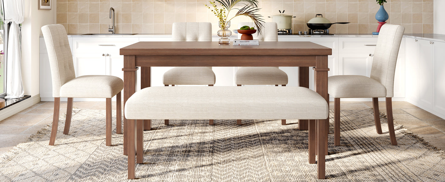 Franklin Modern 6-Piece Dining Set with 4 Upholstered Chairs & Bench