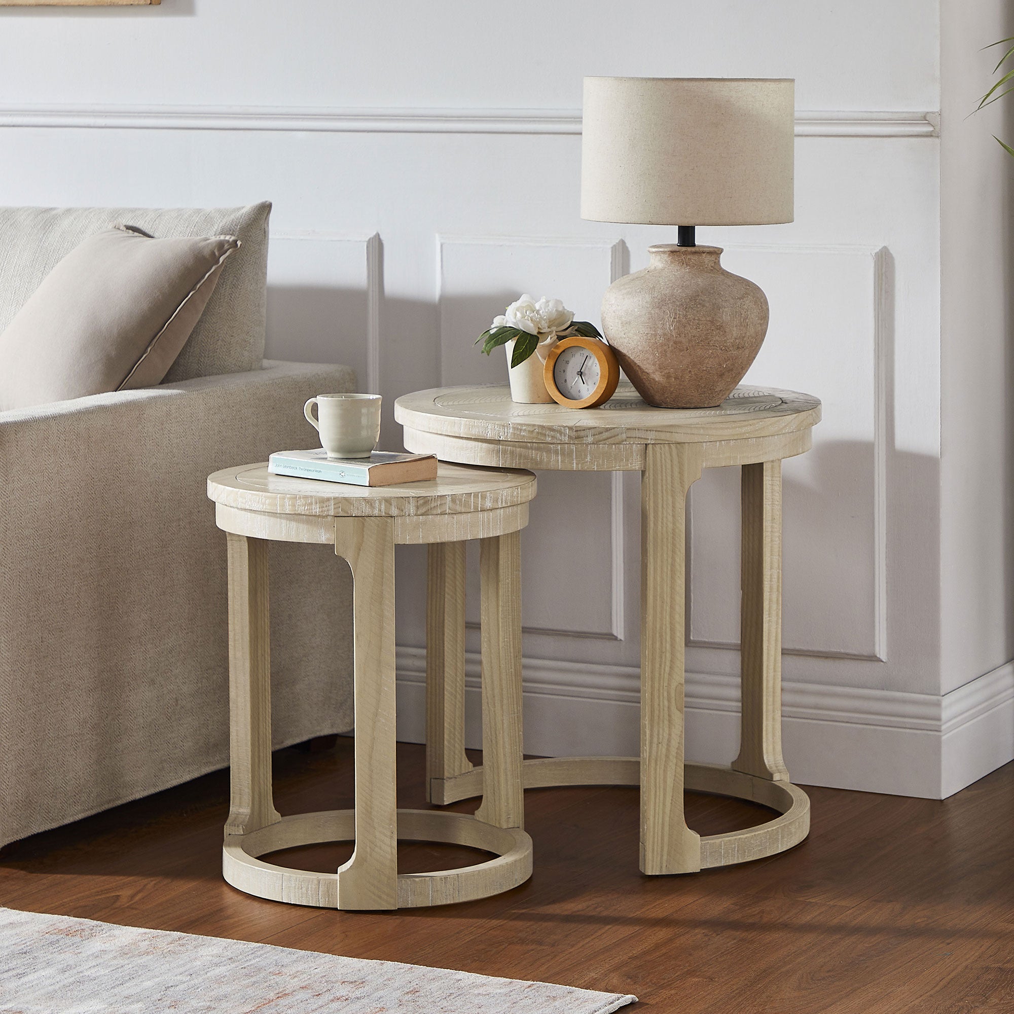 Modern Farmhouse Set of 2 Nesting Accent Tables