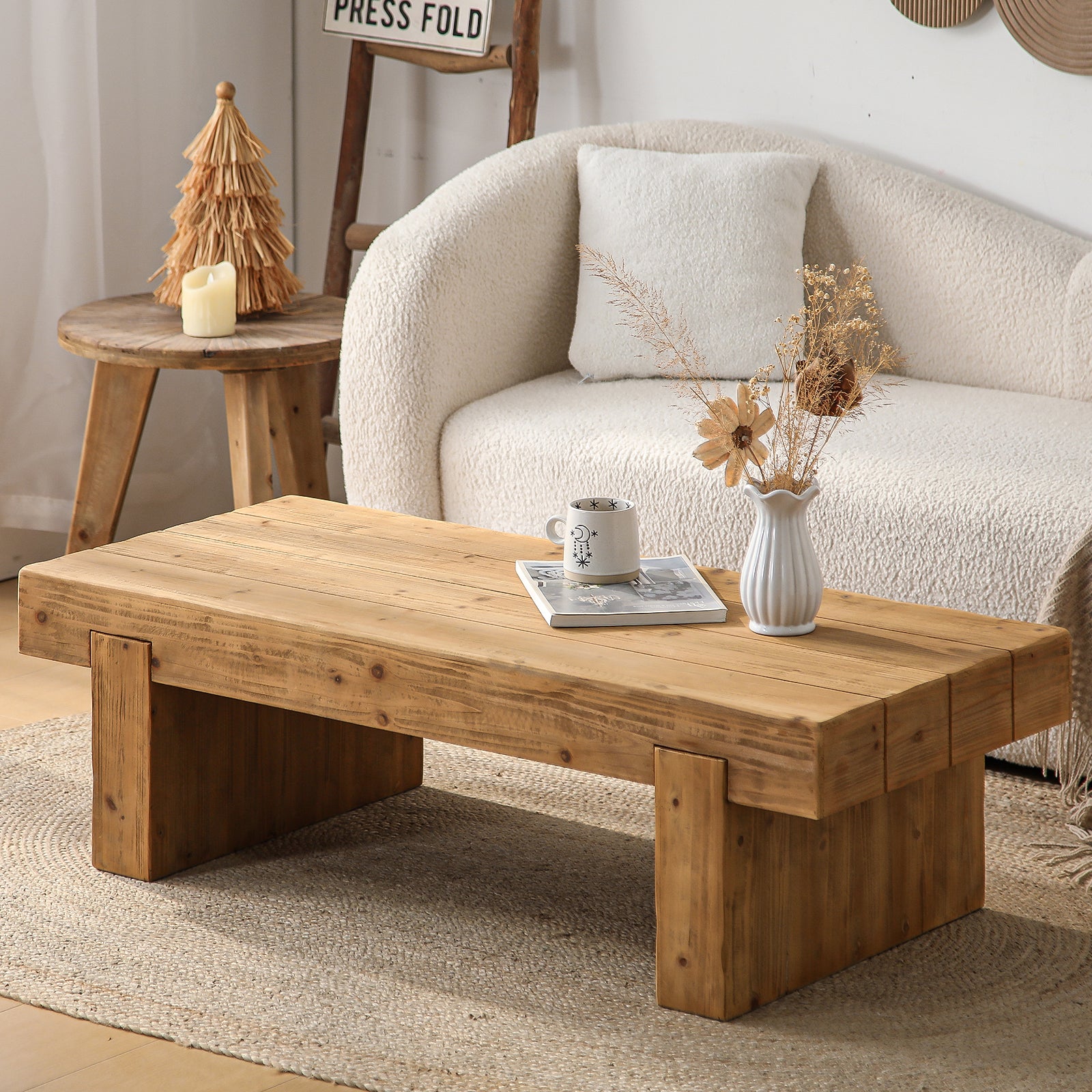 Rustic Farmhouse Solid Wood Coffee Table