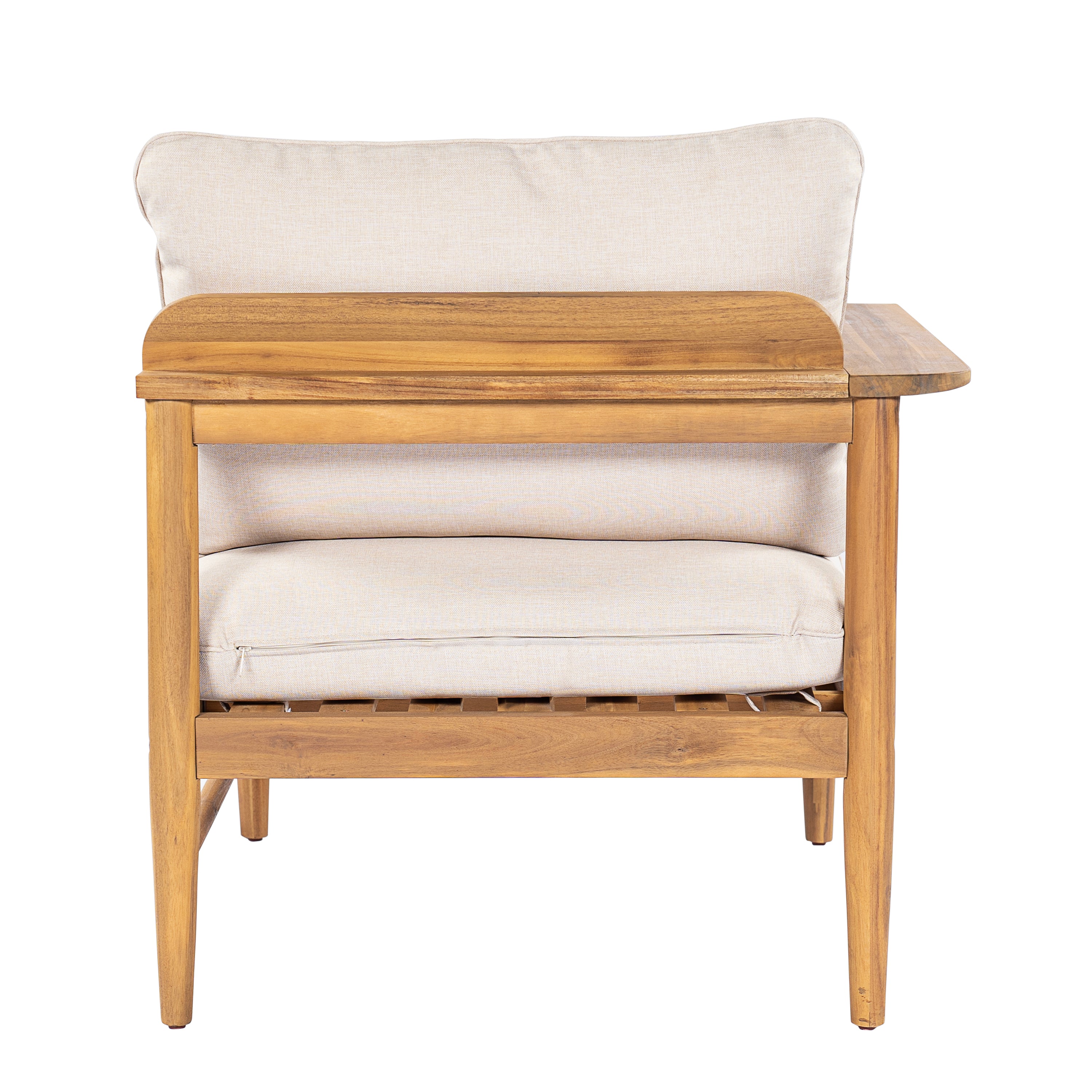 Terassi Outdoor Acacia Wood 4 Seater Sofa, Light Teak Finish with Beige Cushion