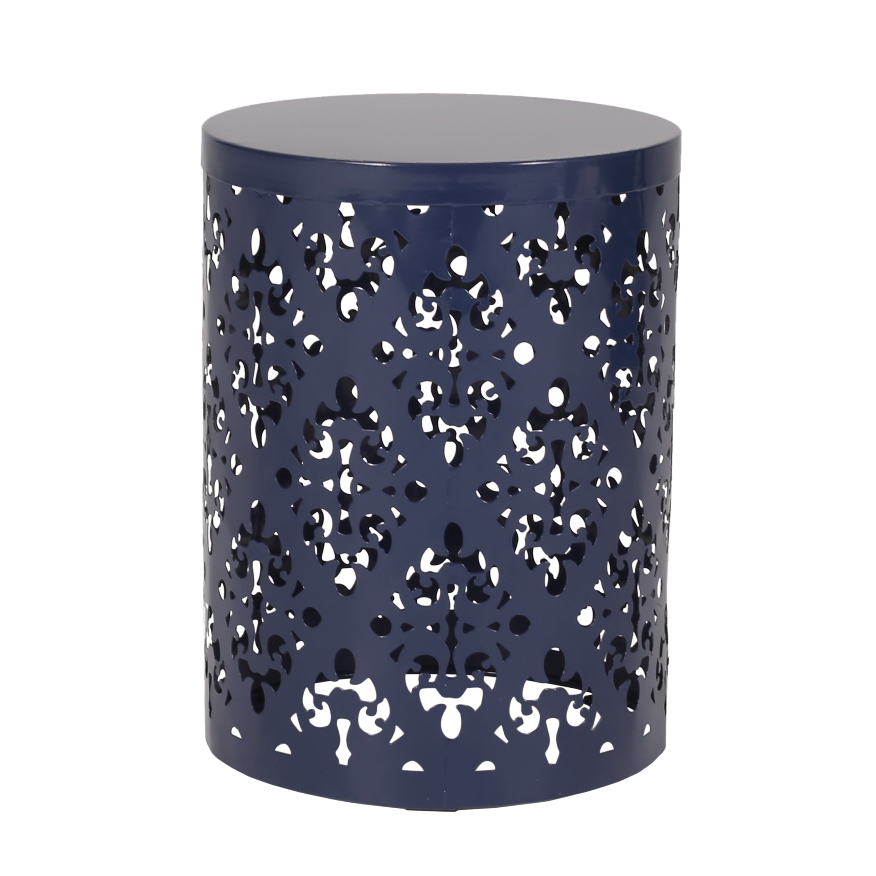 Refinery 2-Piece Outdoor End Table Set with Floral Patten and Iron Cut Design