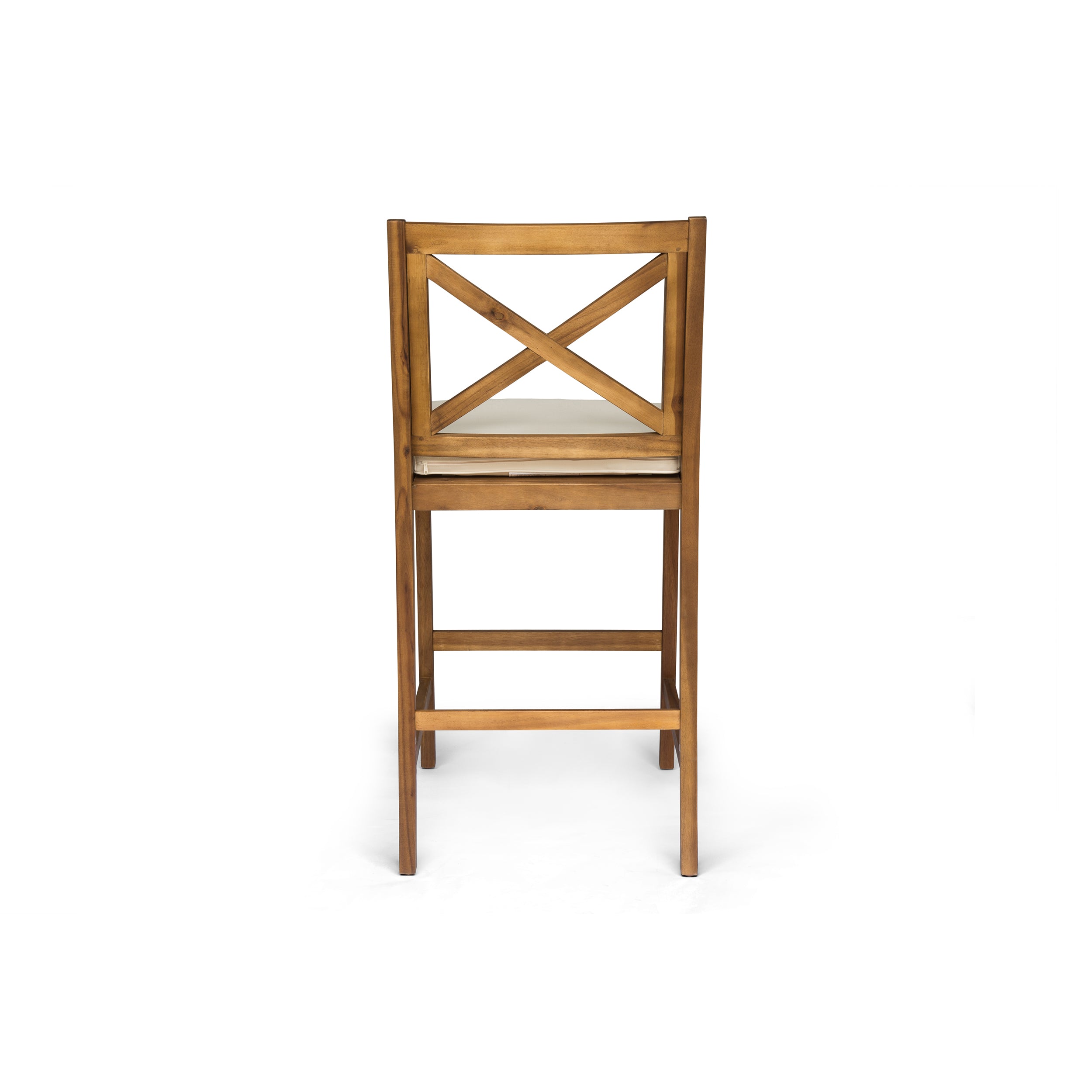 Perla Outdoor Acacia Wood Barstools, Set of 2