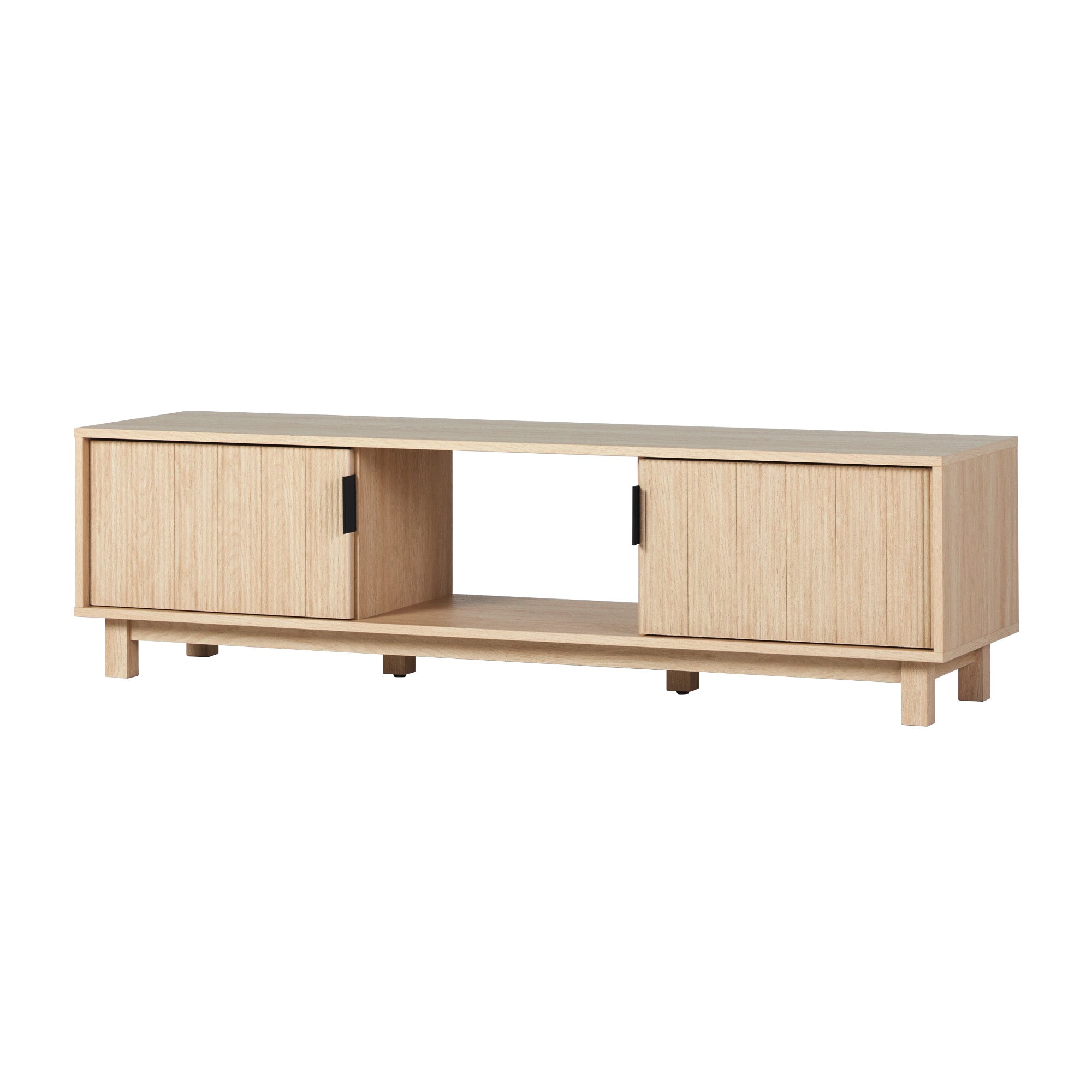Vibrato Fluted-Door TV Stand with Open Shelf