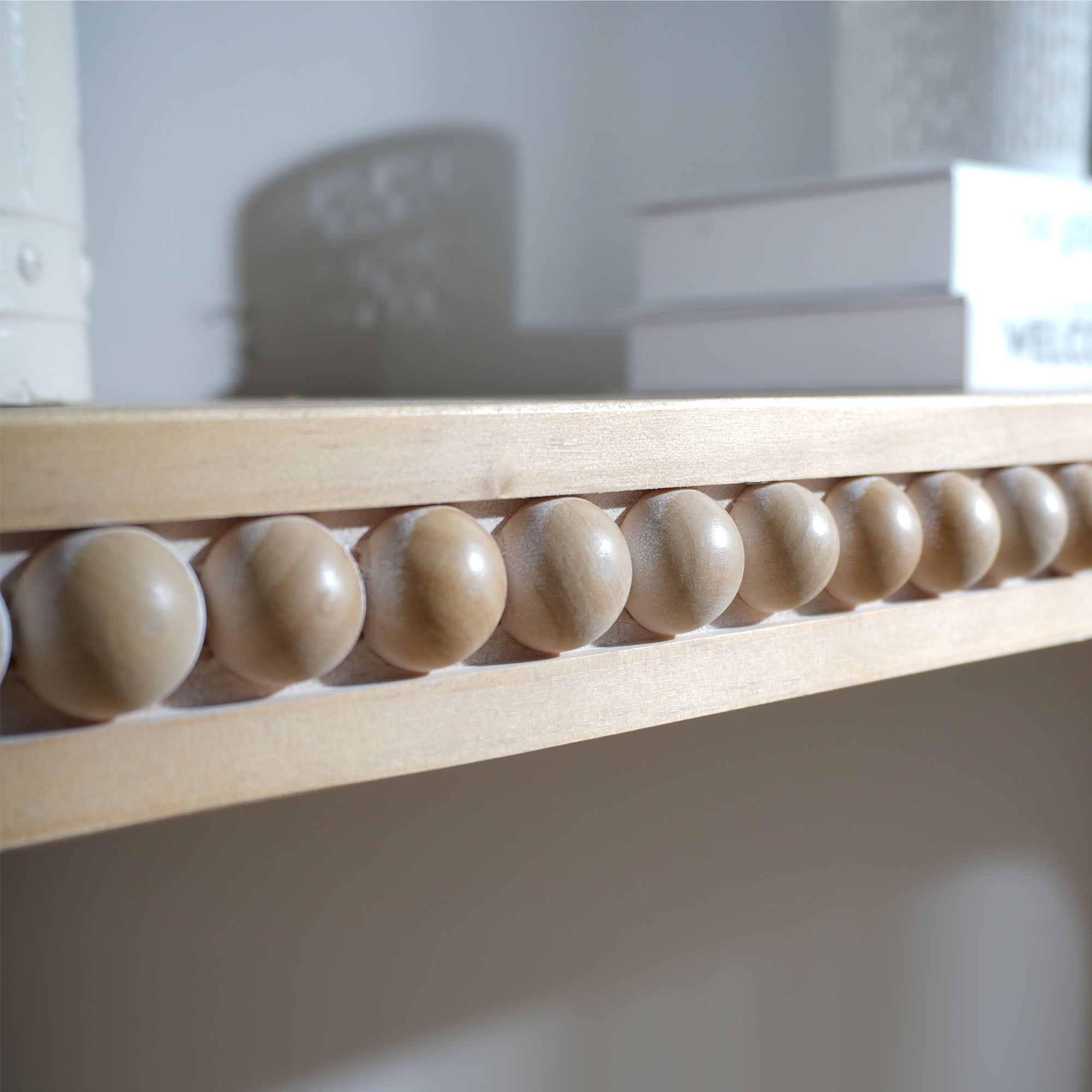 Curved Waterfall-Style Wood Beaded Console Table