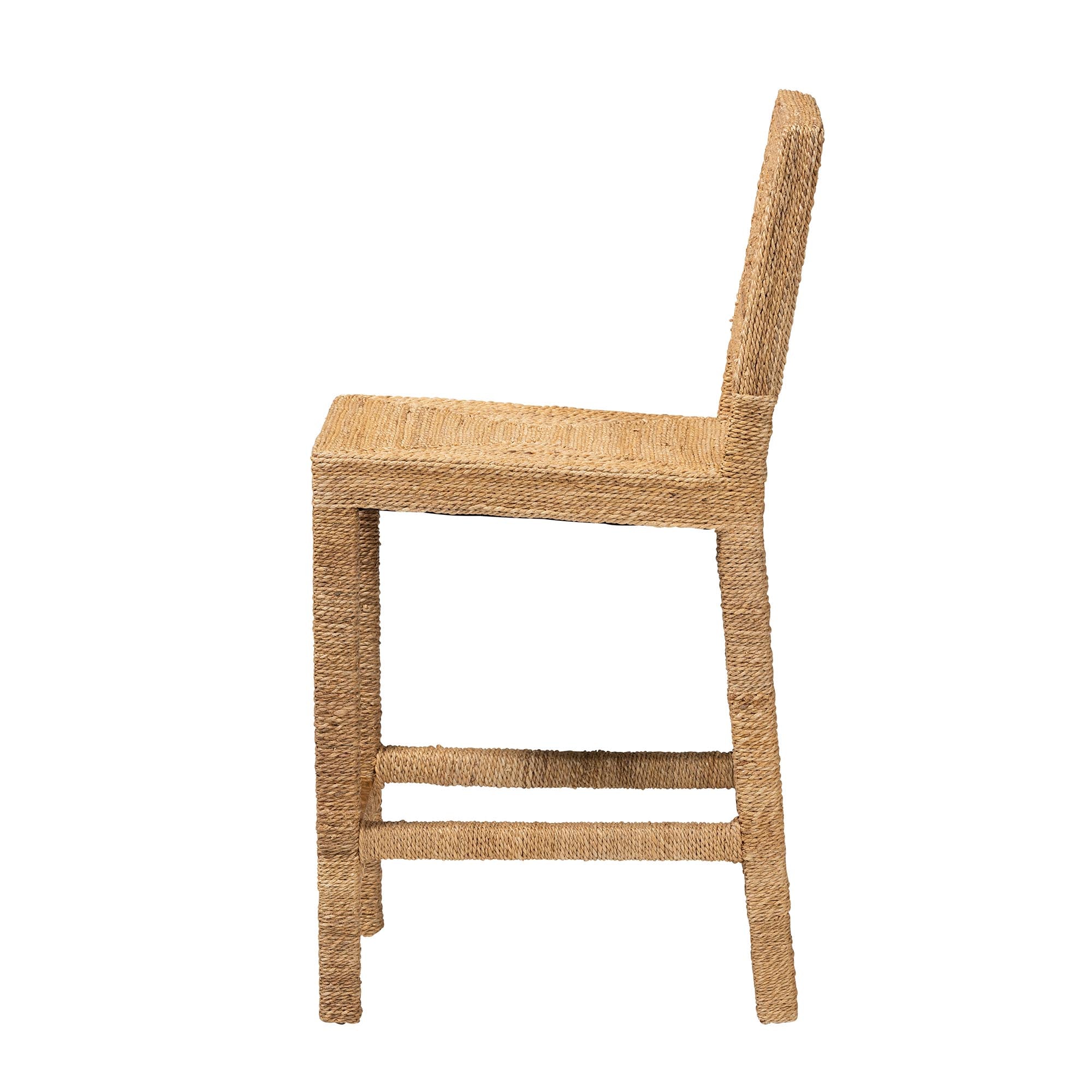 Harper Seagrass and Mahogany Wood Counter Stool