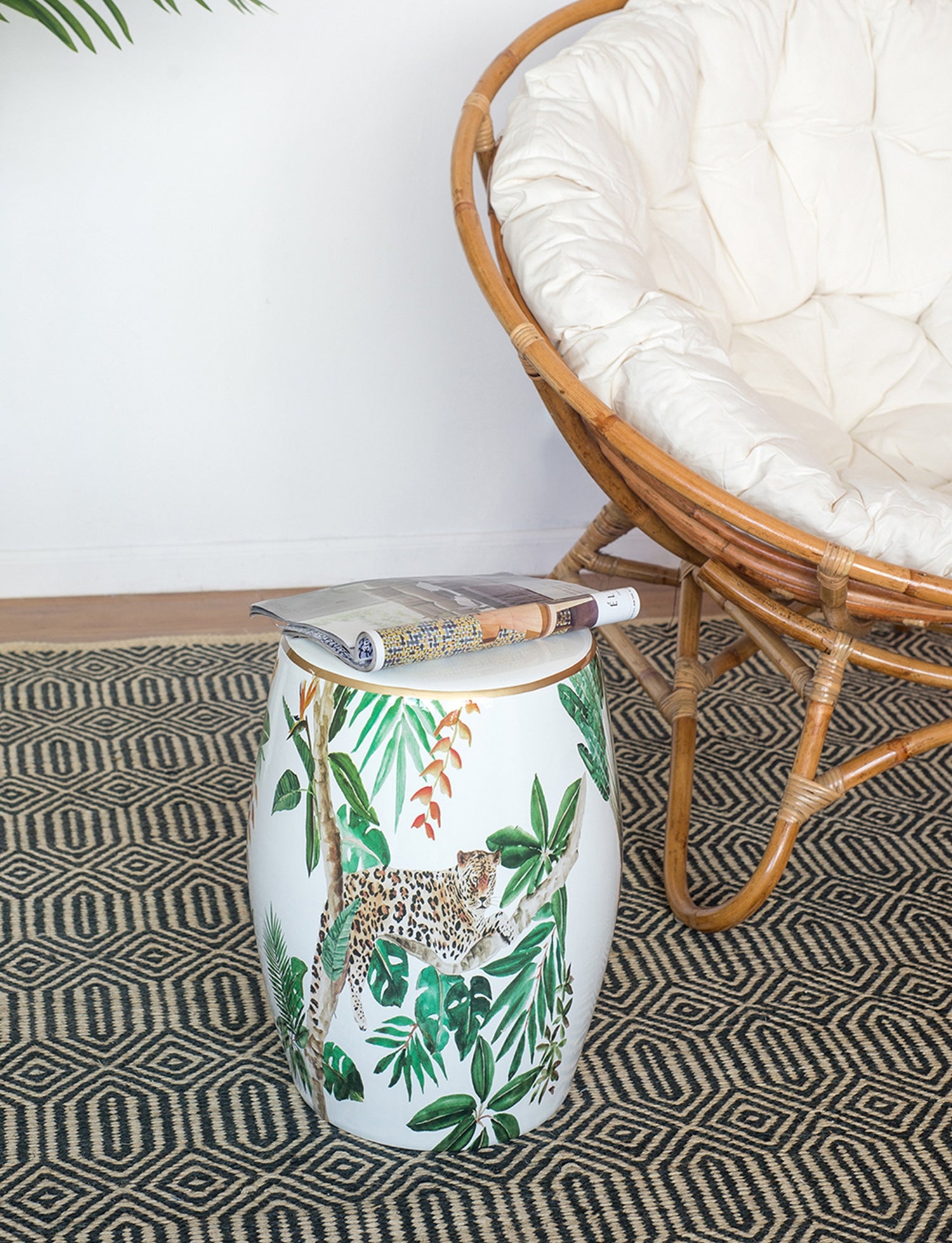 Jungle Ceramic Accent Garden Stool