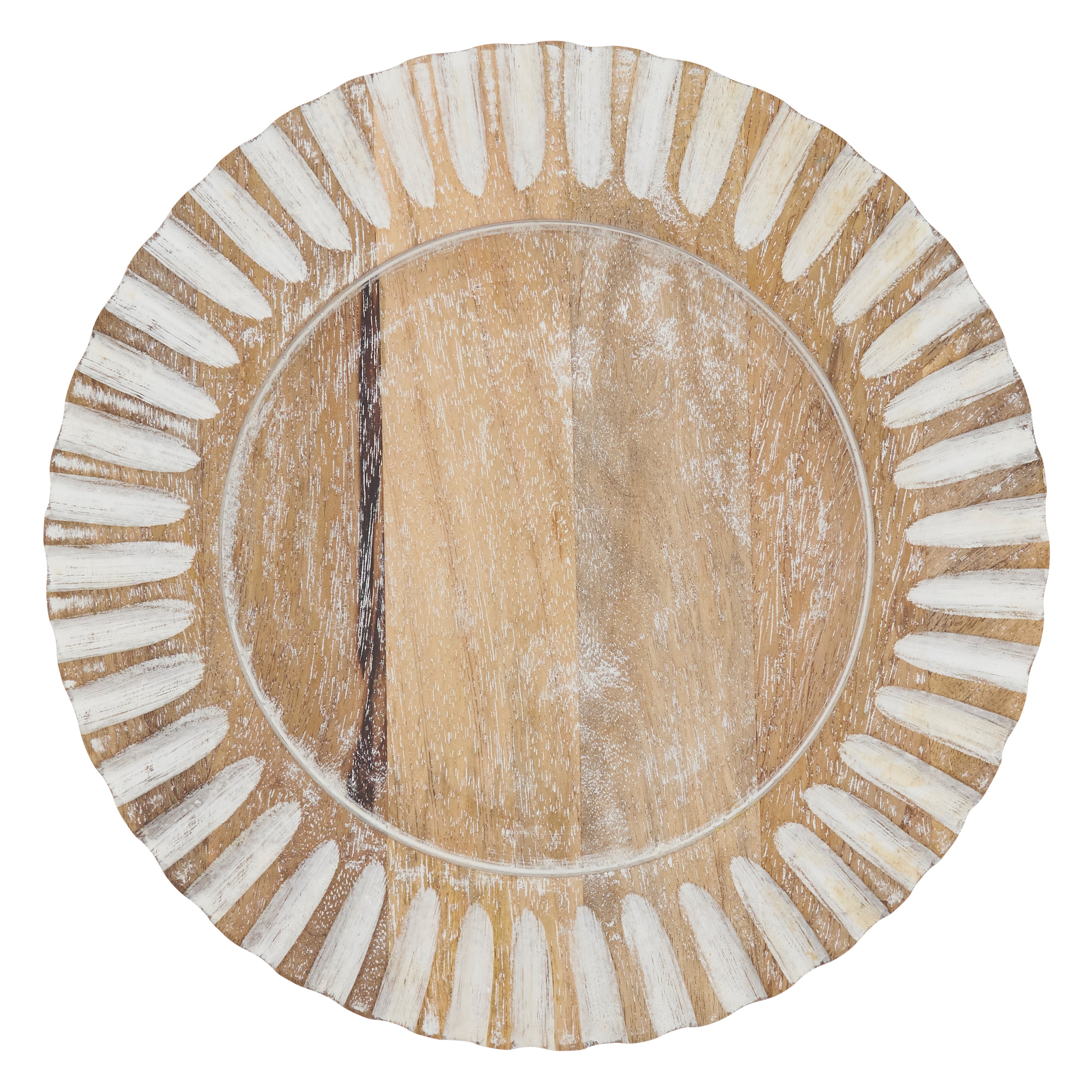 Fluted Wood Charger, Set of 4
