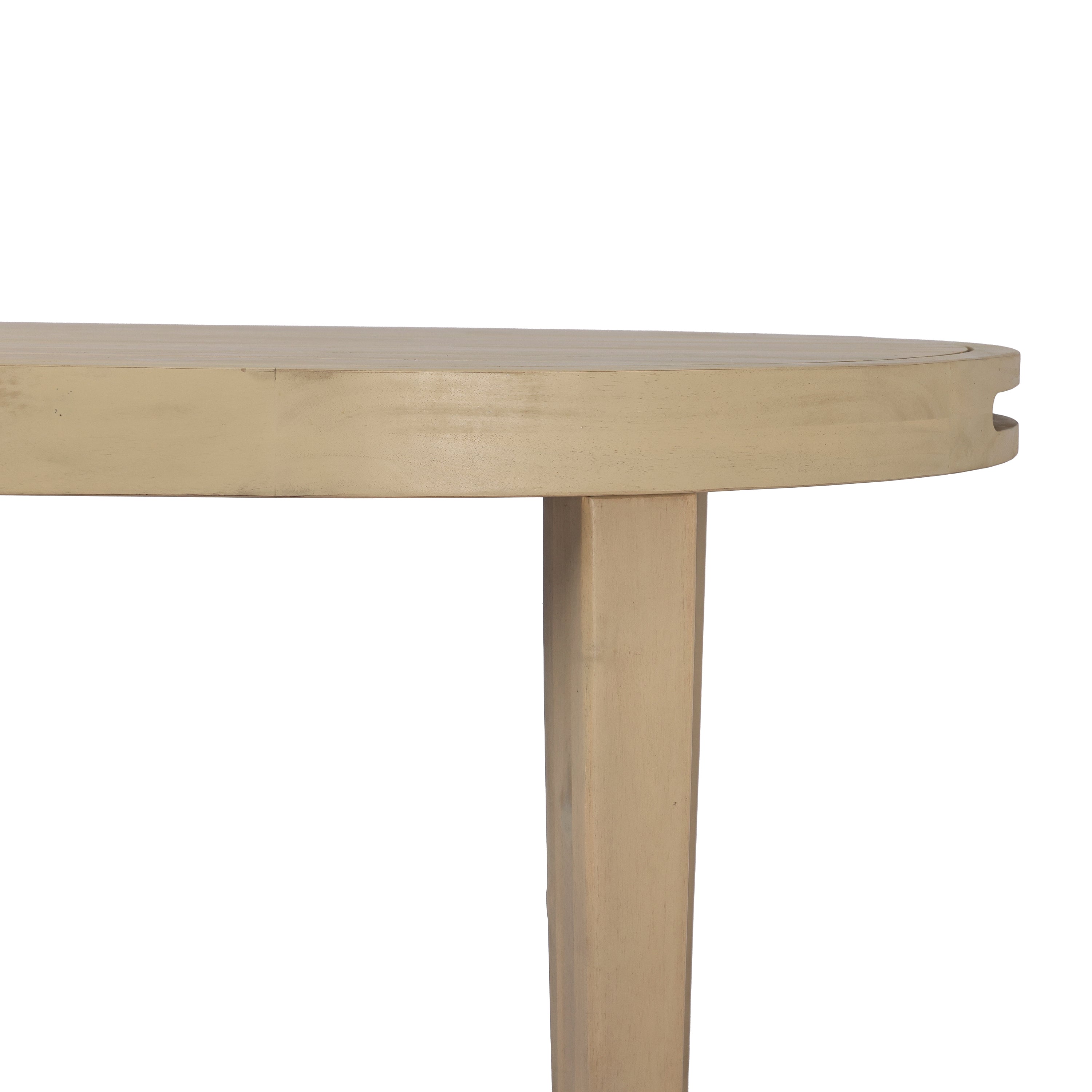 70" Oval Acacia Wood Outdoor Dining Table with Slatted Top, Weathered Finish