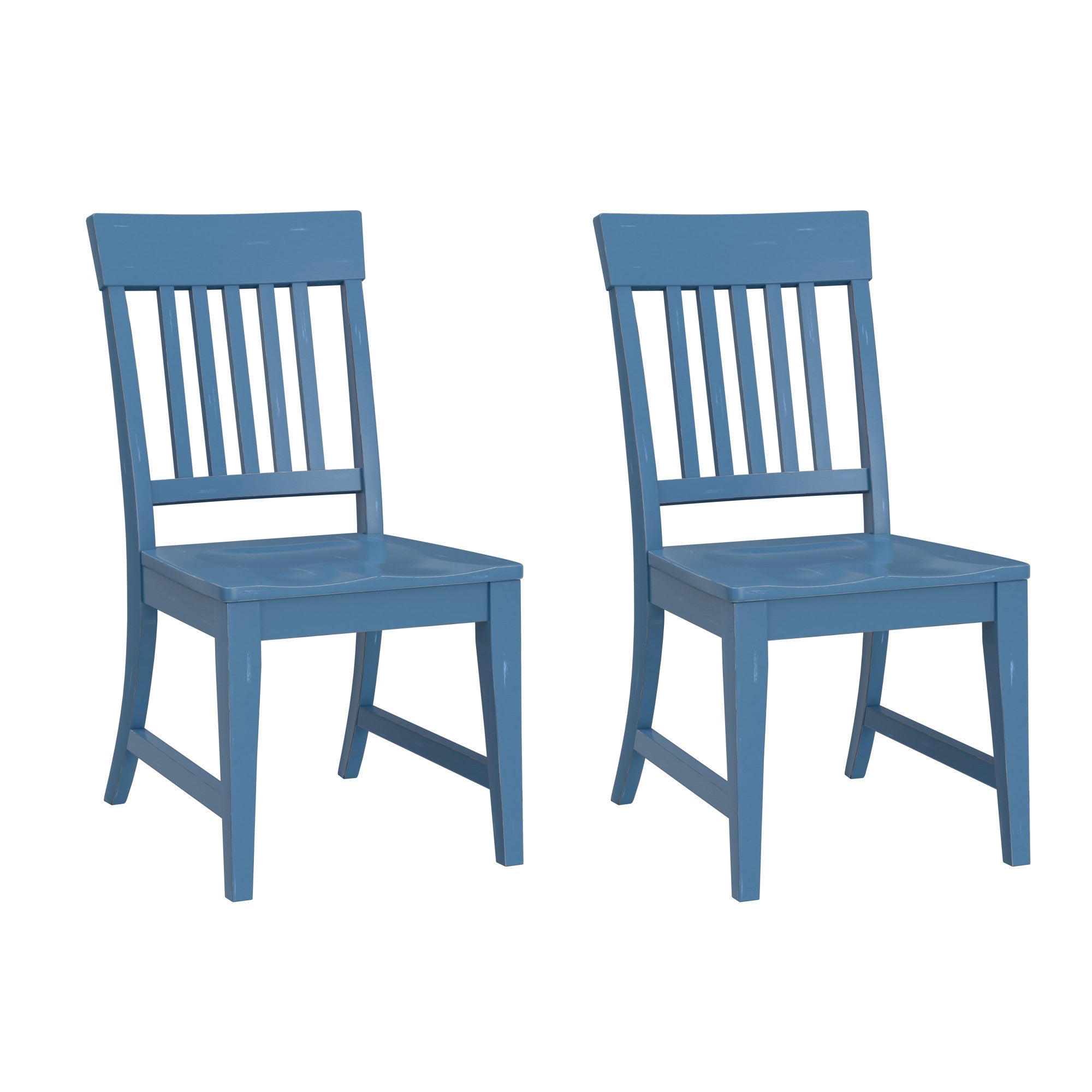 Blue Slat Back Dining Chairs, Set of 2