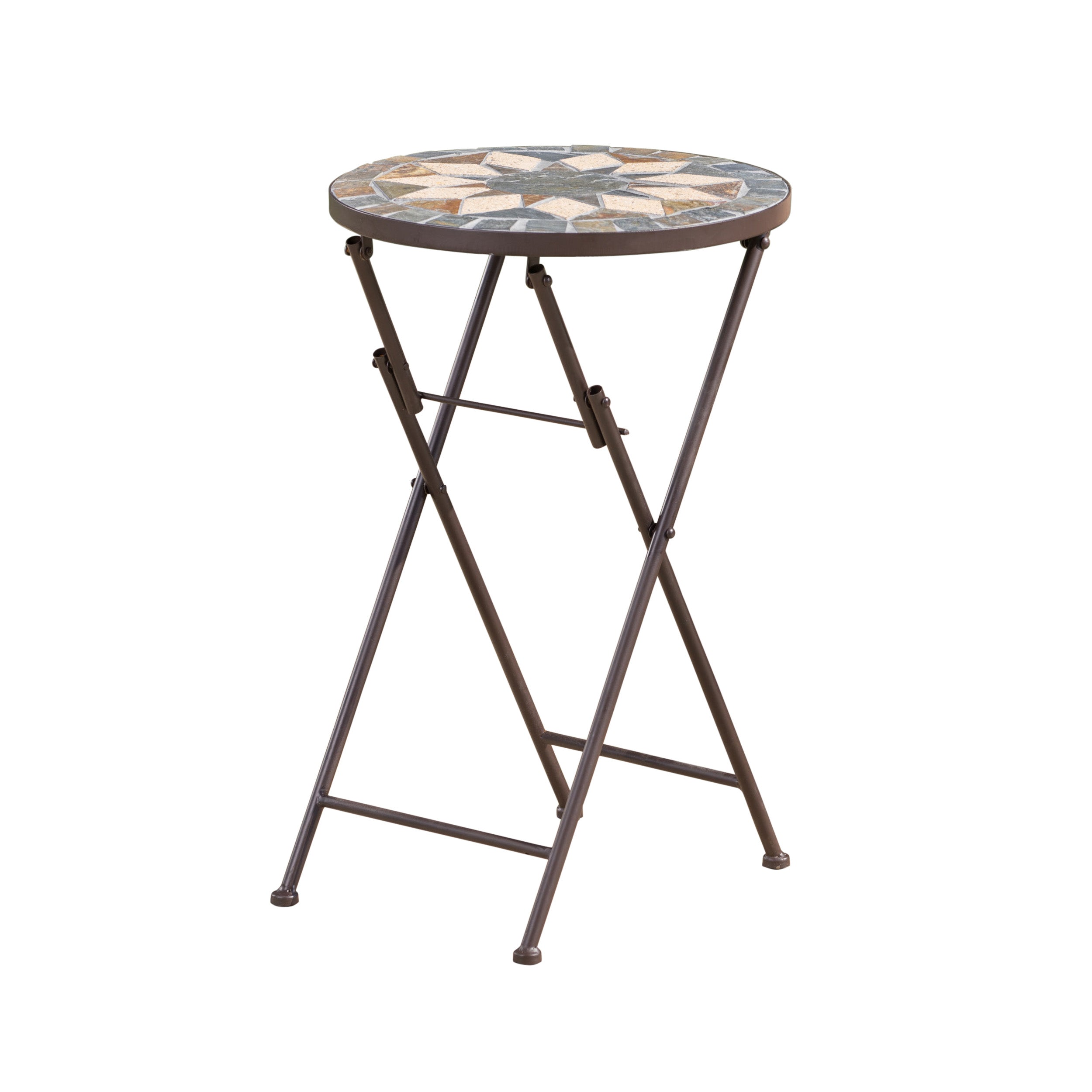 Outdoor Folding End Table with Sunburst Design