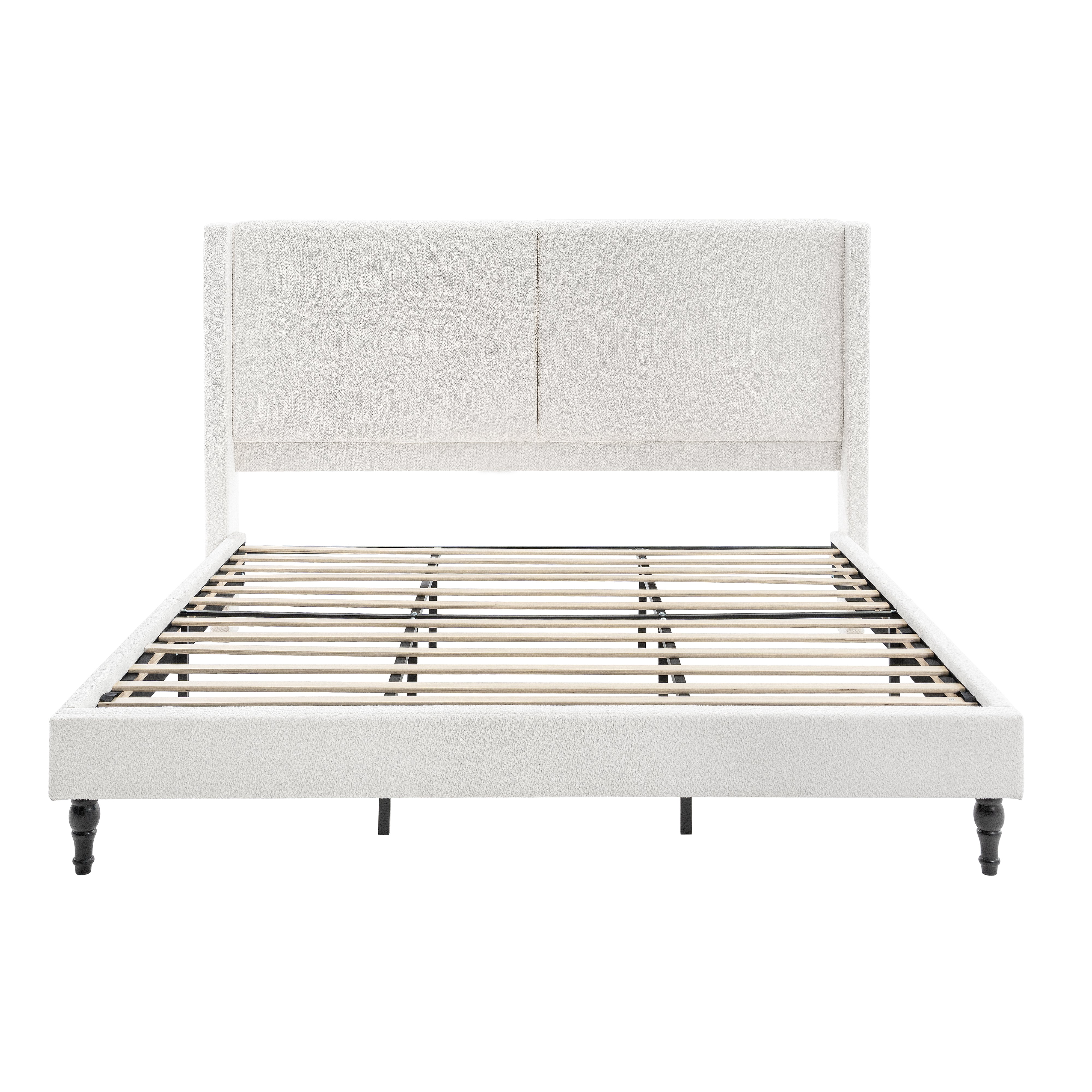 Bed Frame with 55.5"High Back Boucle Upholstered Headboard