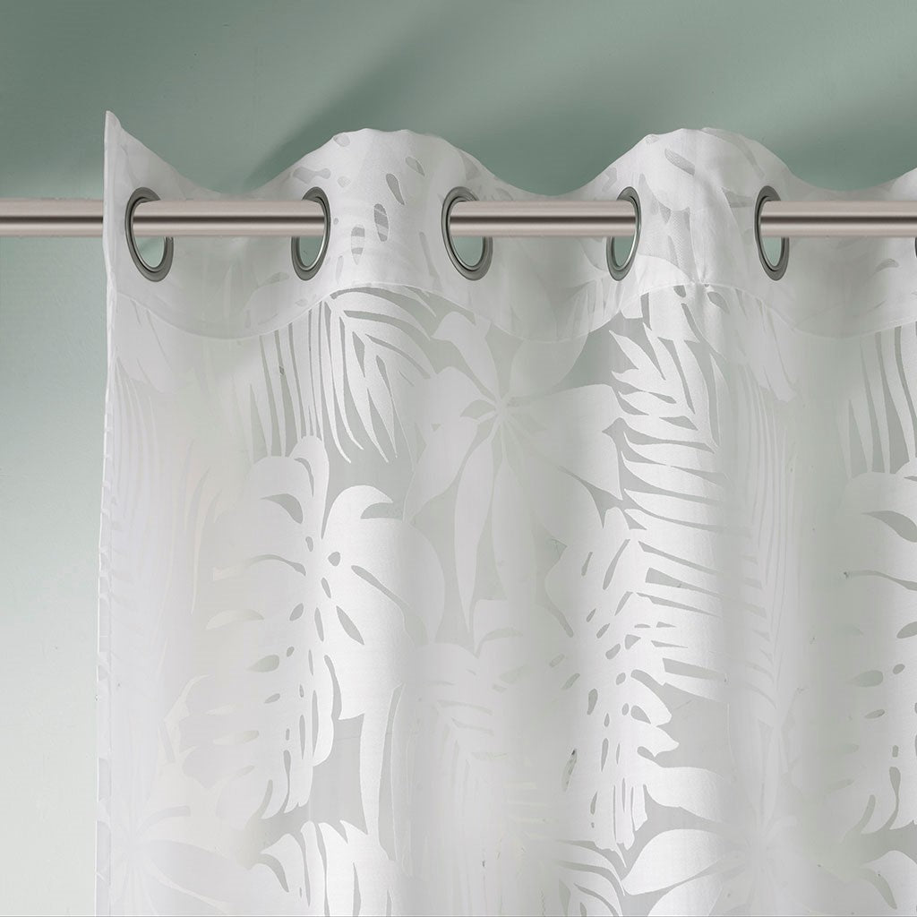 Leilani Palm Leaf Burnout Window Sheer White