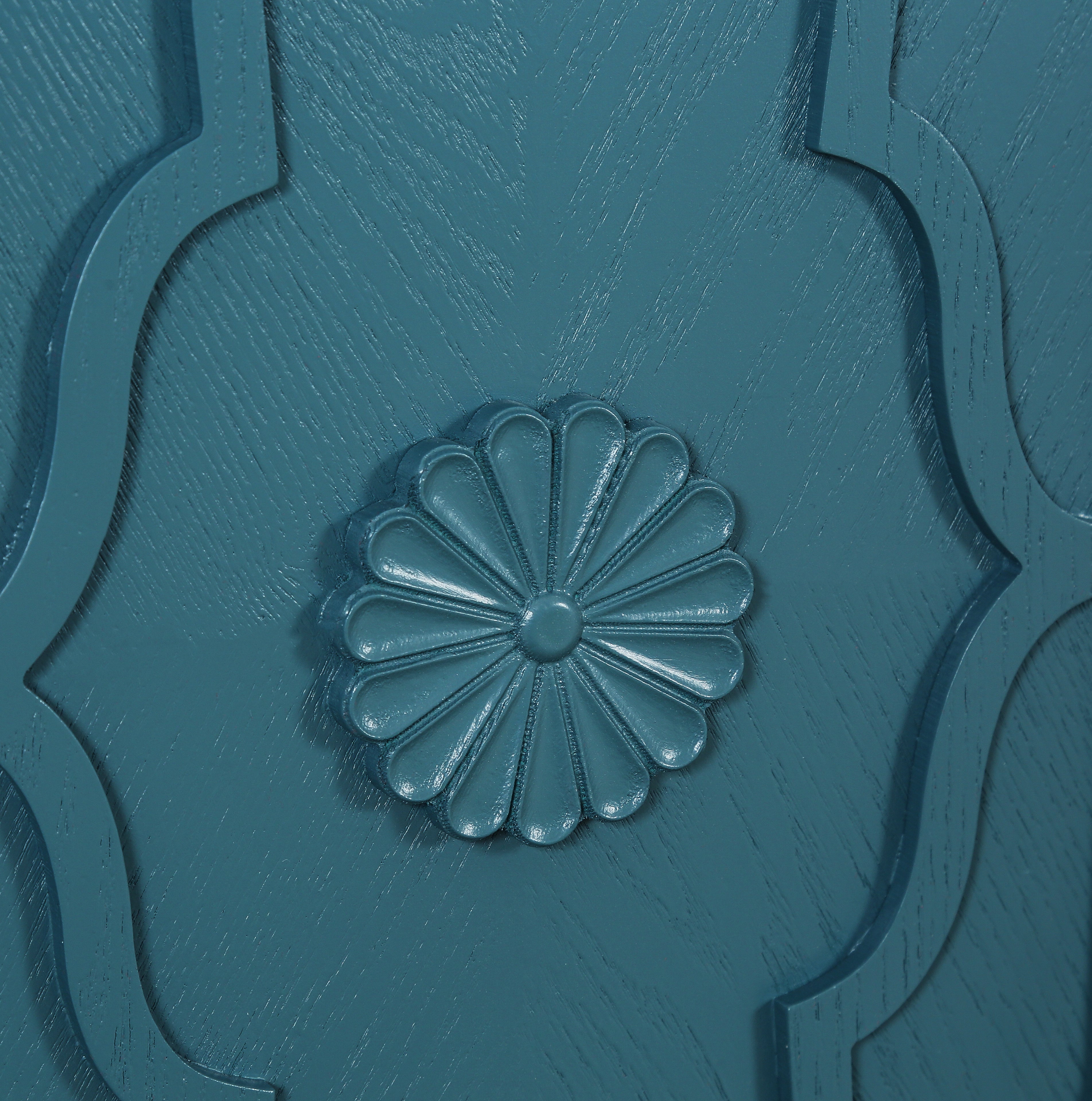 63'' Large Carved Flower Doors Storage Cabinet