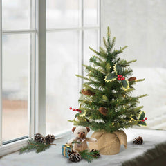 Pre-lit-2-ft-Table-Top-Artificial-Christmas-Tree-with-Pine-Cones-in-Tan-Sack-Christmas-Trees