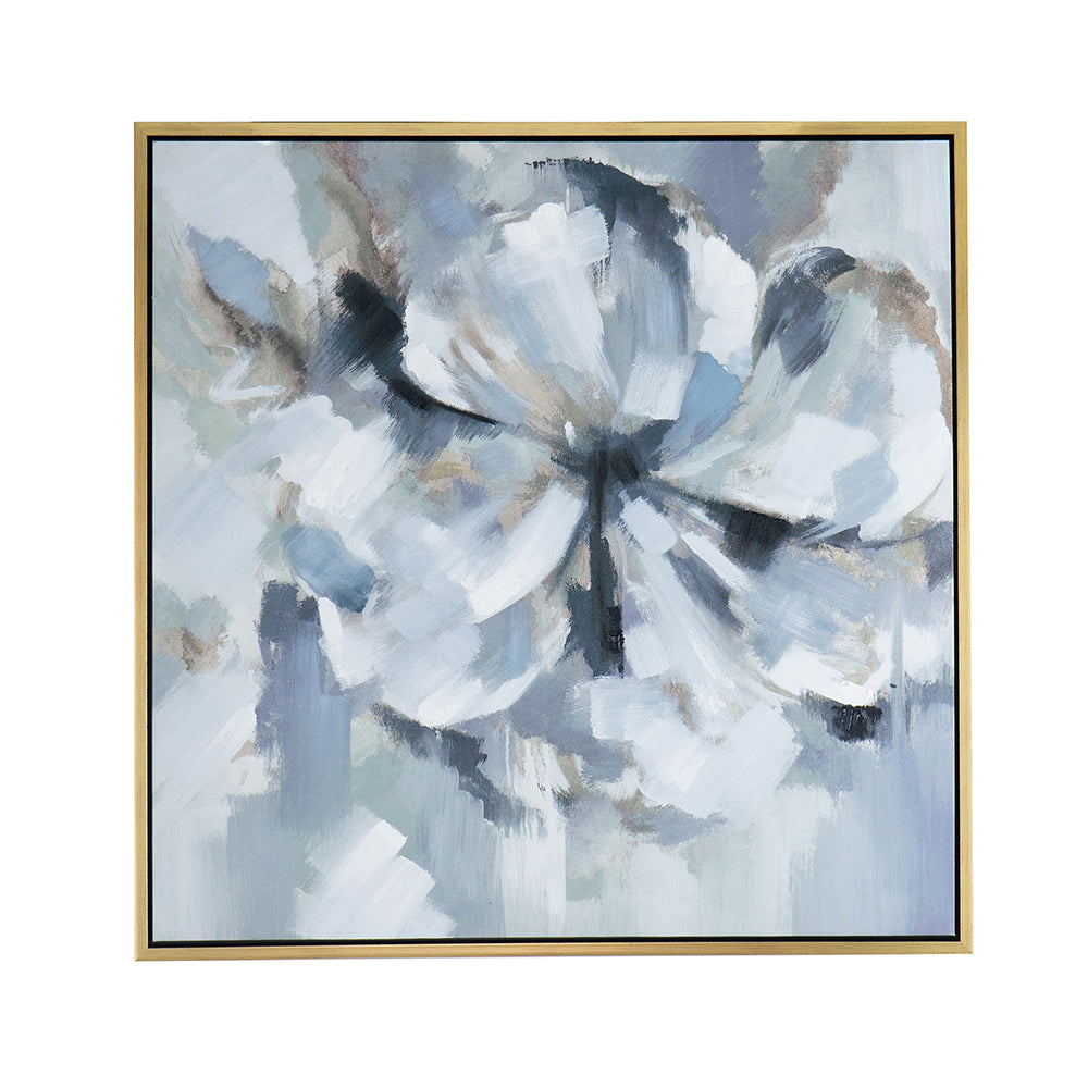 39.5" x 39.5" Wall Art with Large Flower Oil Painting