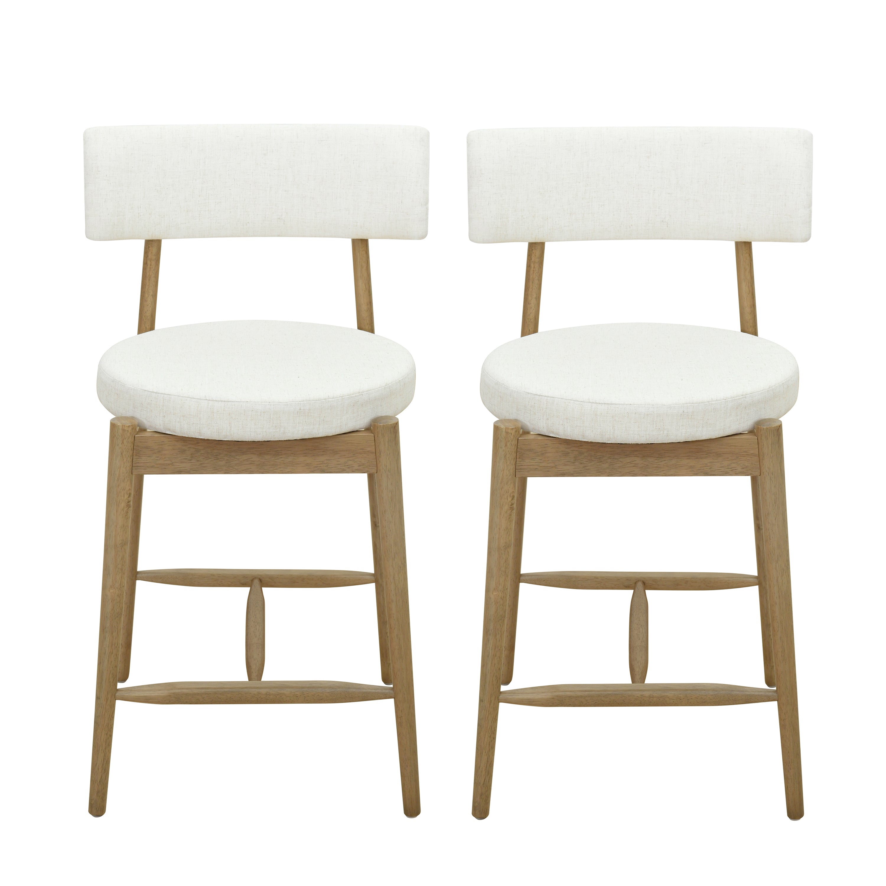 Harveston Mid Century Modern Boucle Upholstered Counter Stools, Set of 2